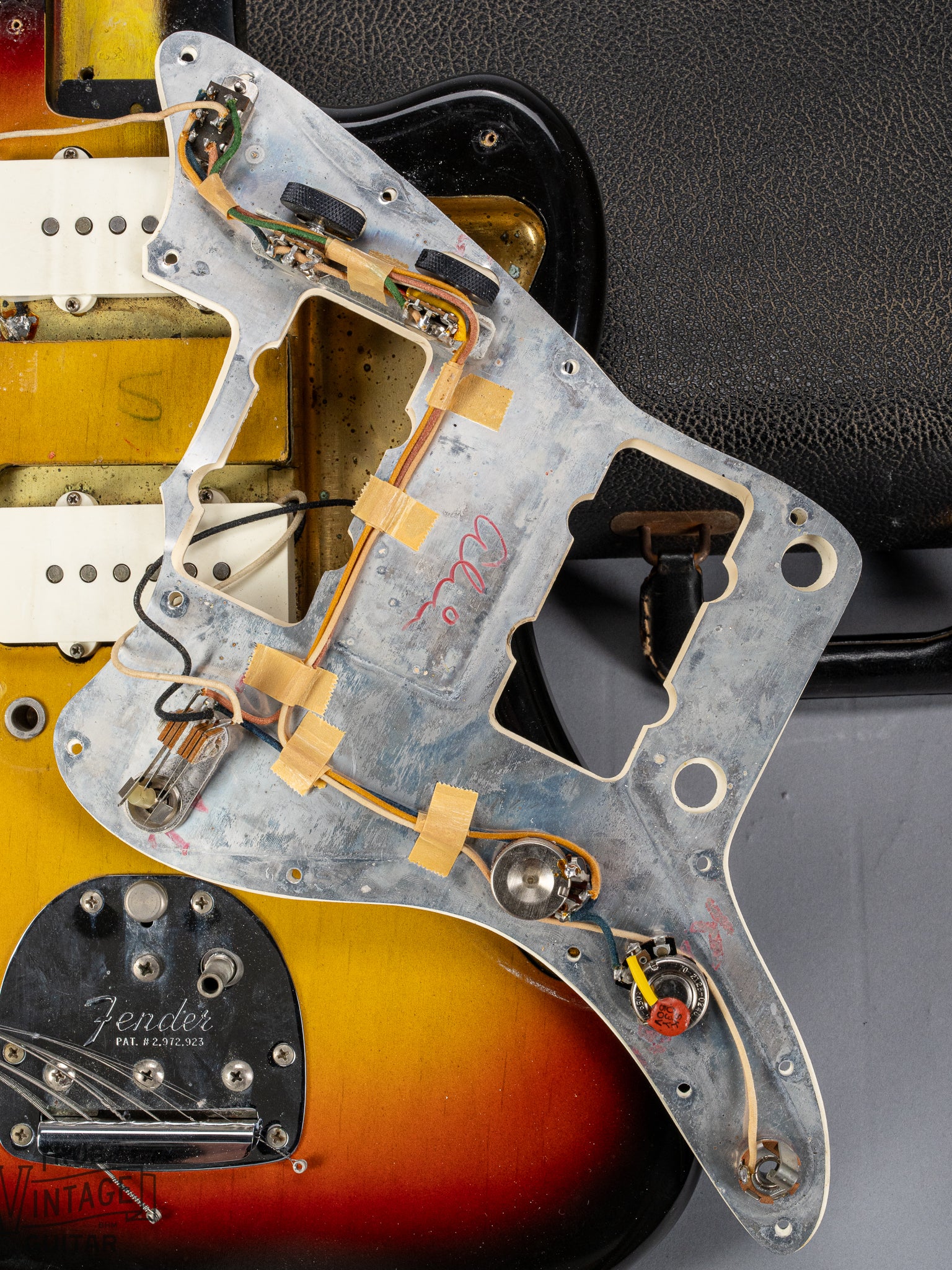 1965 Fender Jazzmaster sunburst guitar pickguard original pots wiring and electronics and soldering