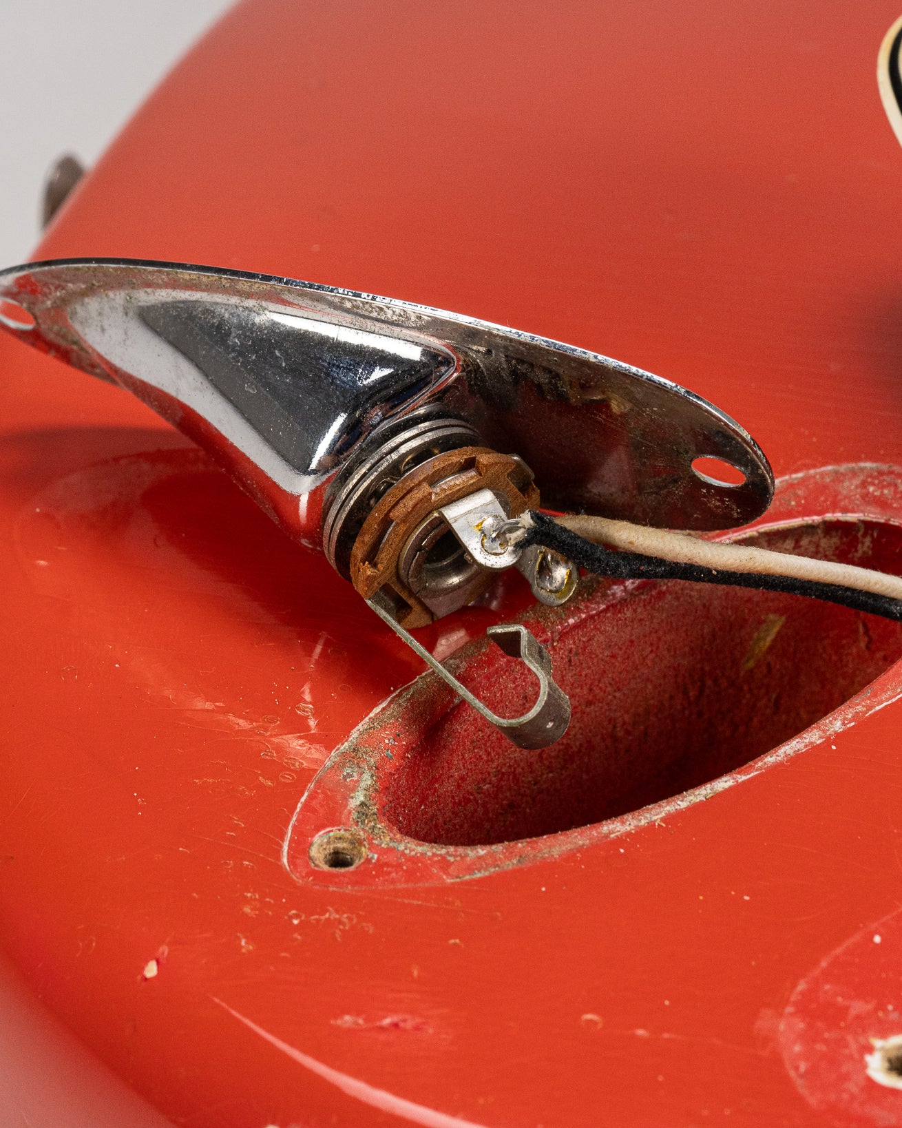 1965 Fender Stratocaster Fiesta Red custom color guitar input jack solder