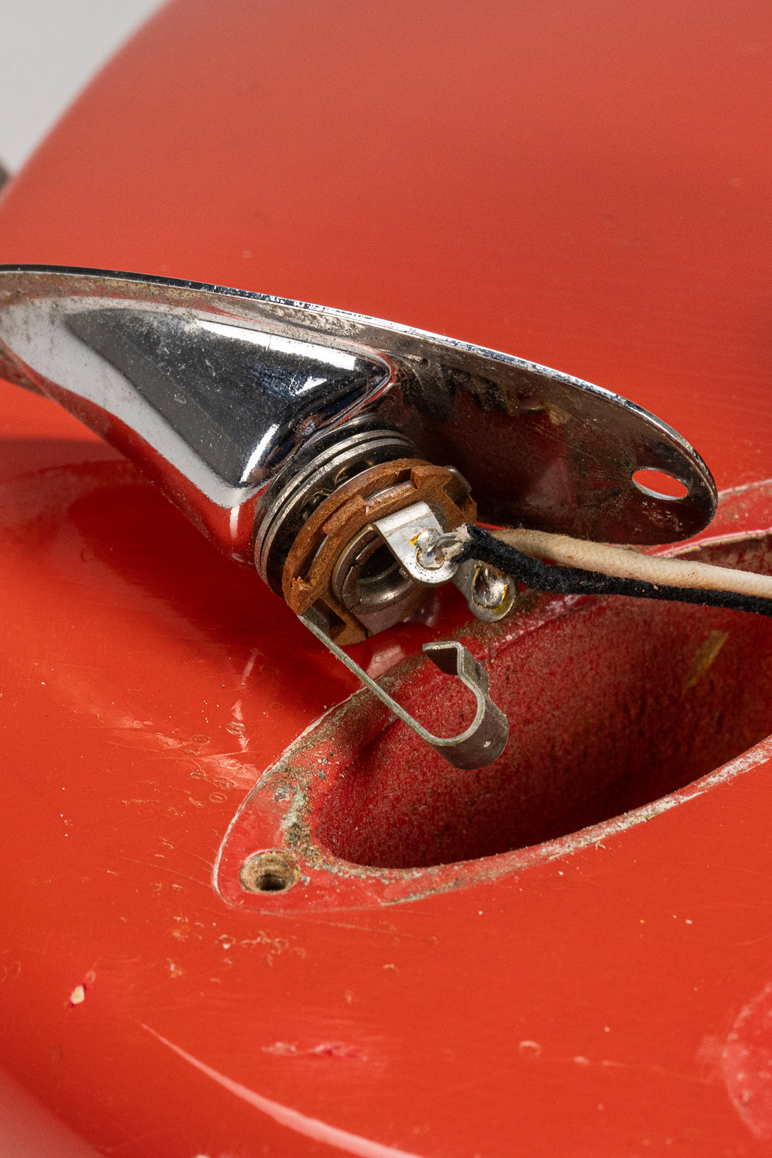 1965 Fender Stratocaster Fiesta Red custom color guitar input jack solder