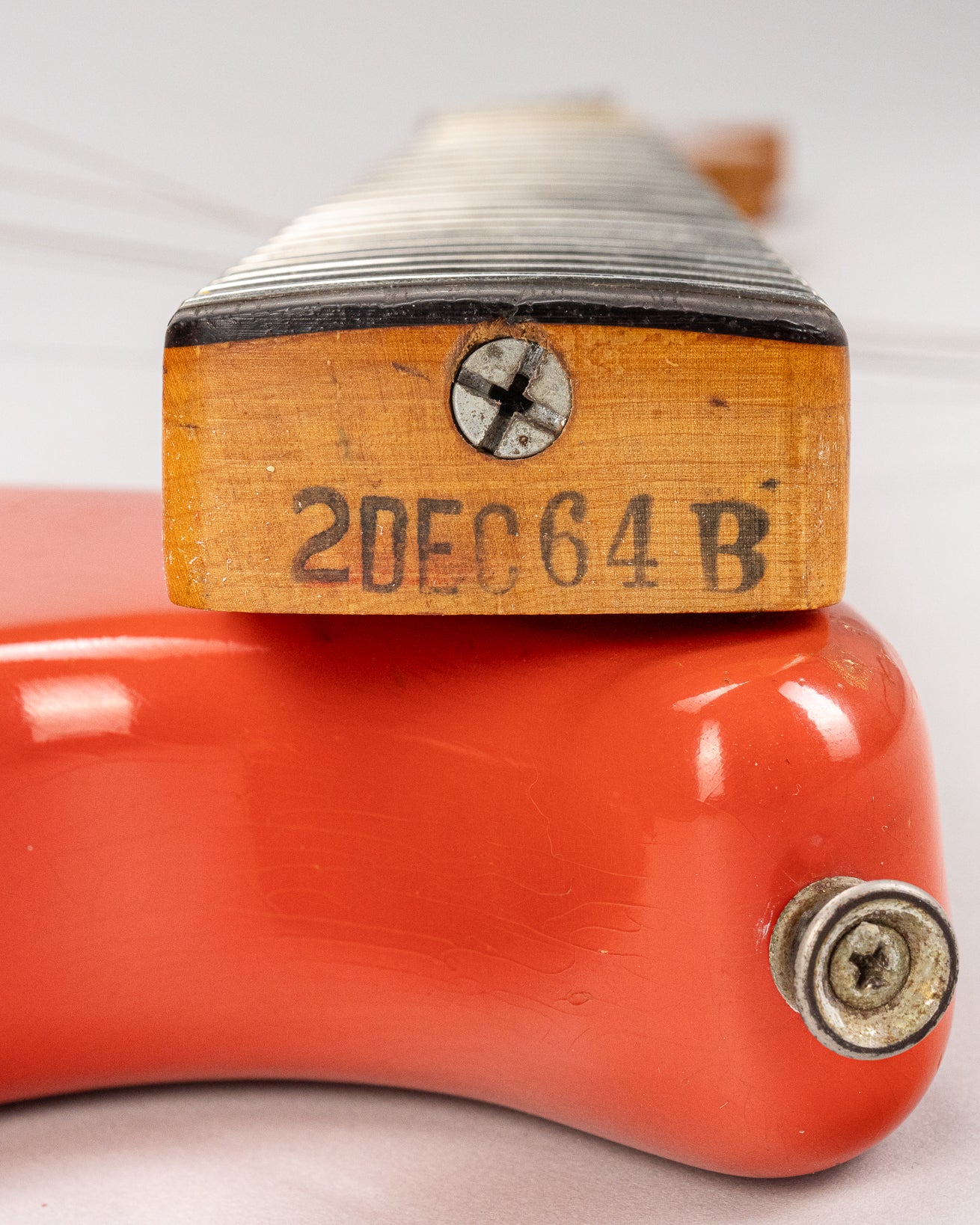 1965 Fender Stratocaster Fiesta Red custom color guitar neck heel date