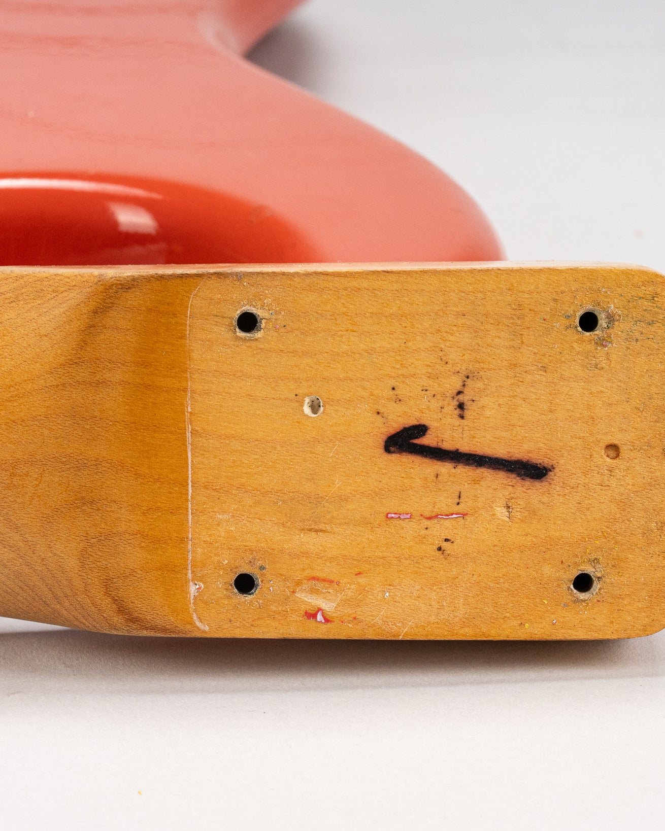 1965 Fender Stratocaster Fiesta Red custom color guitar neck heel