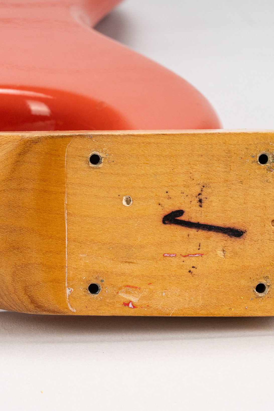 1965 Fender Stratocaster Fiesta Red custom color guitar neck heel