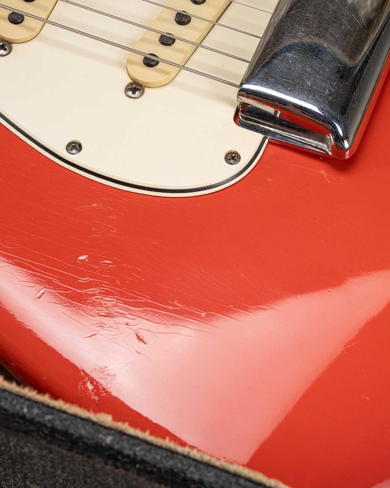 1965 Fender Stratocaster Fiesta Red custom color guitar checking