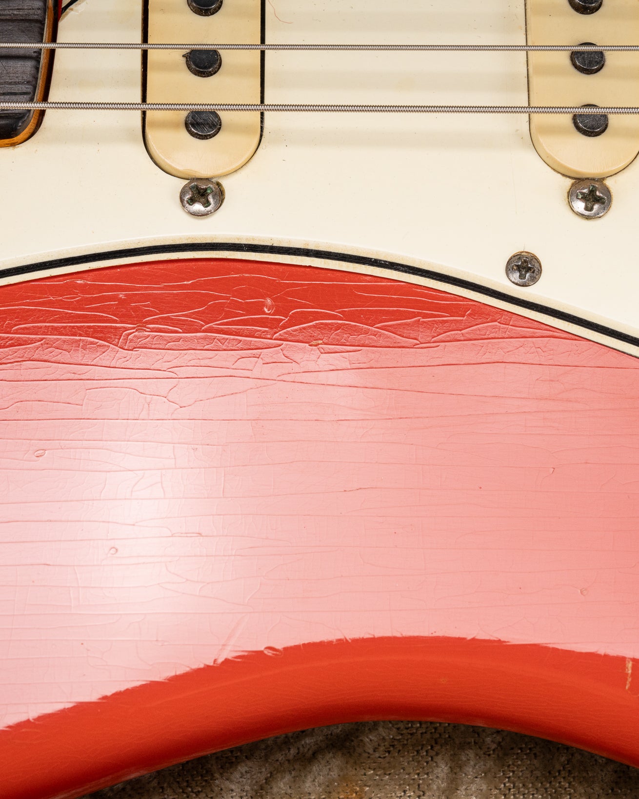 1965 Fender Stratocaster Fiesta Red custom color guitar checking