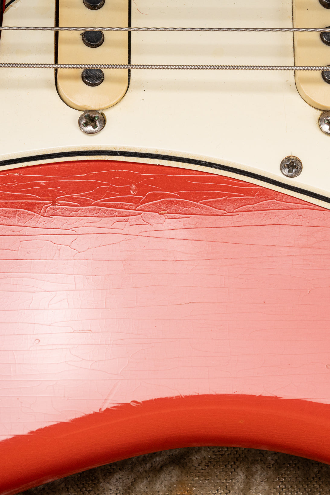 1965 Fender Stratocaster Fiesta Red custom color guitar checking