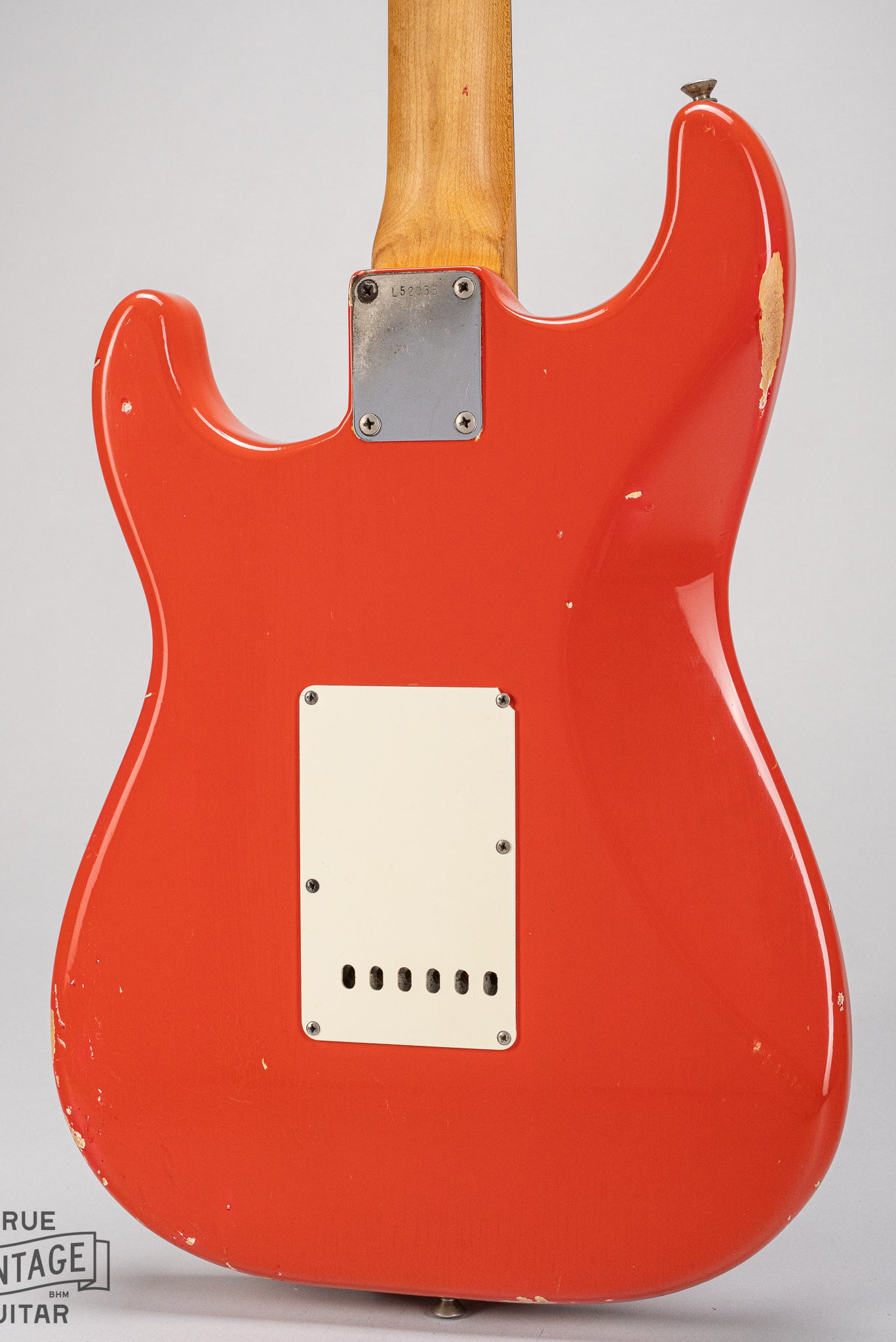 1965 Fender Stratocaster Fiesta Red custom color guitar back of body