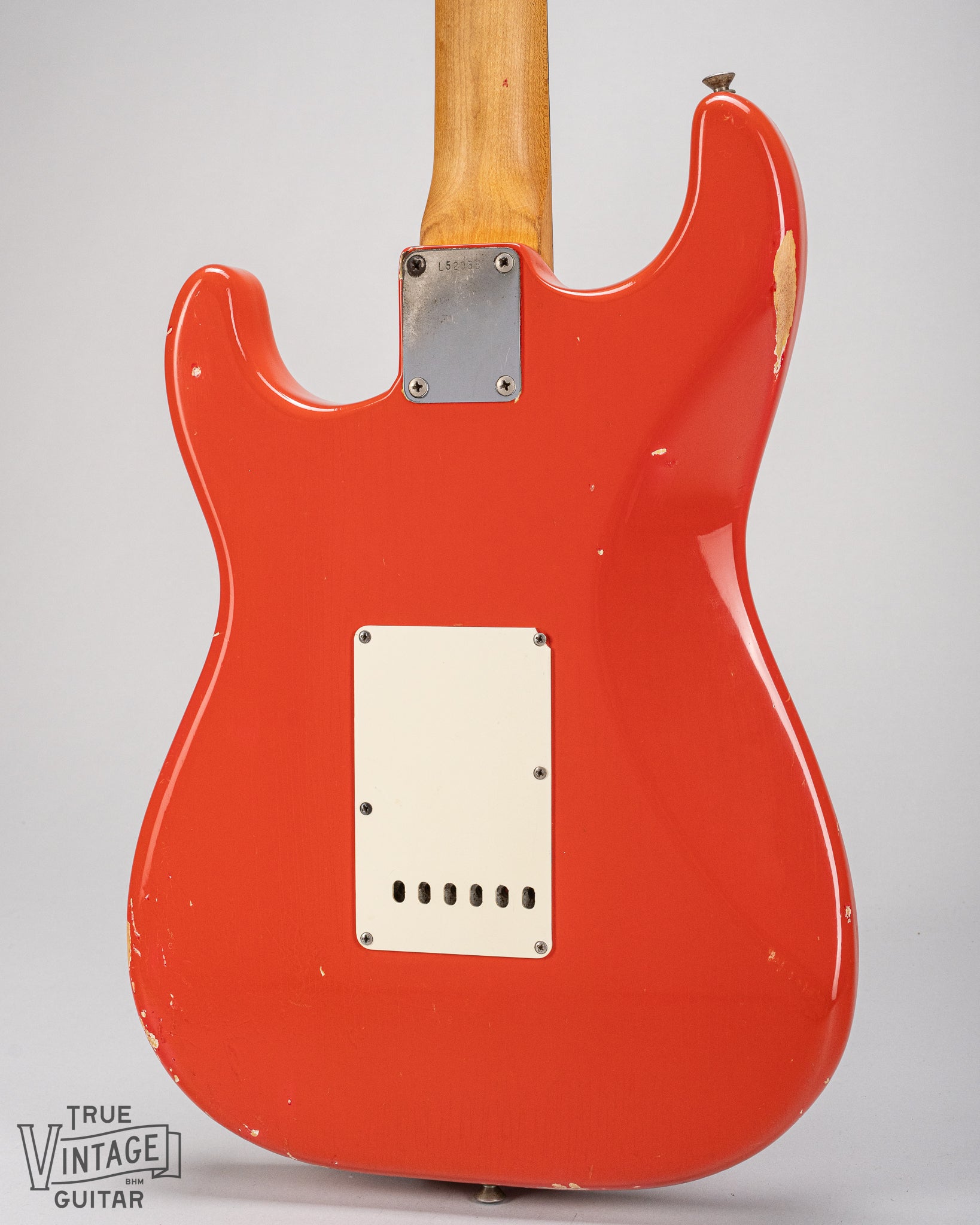 1965 Fender Stratocaster Fiesta Red custom color guitar back of body