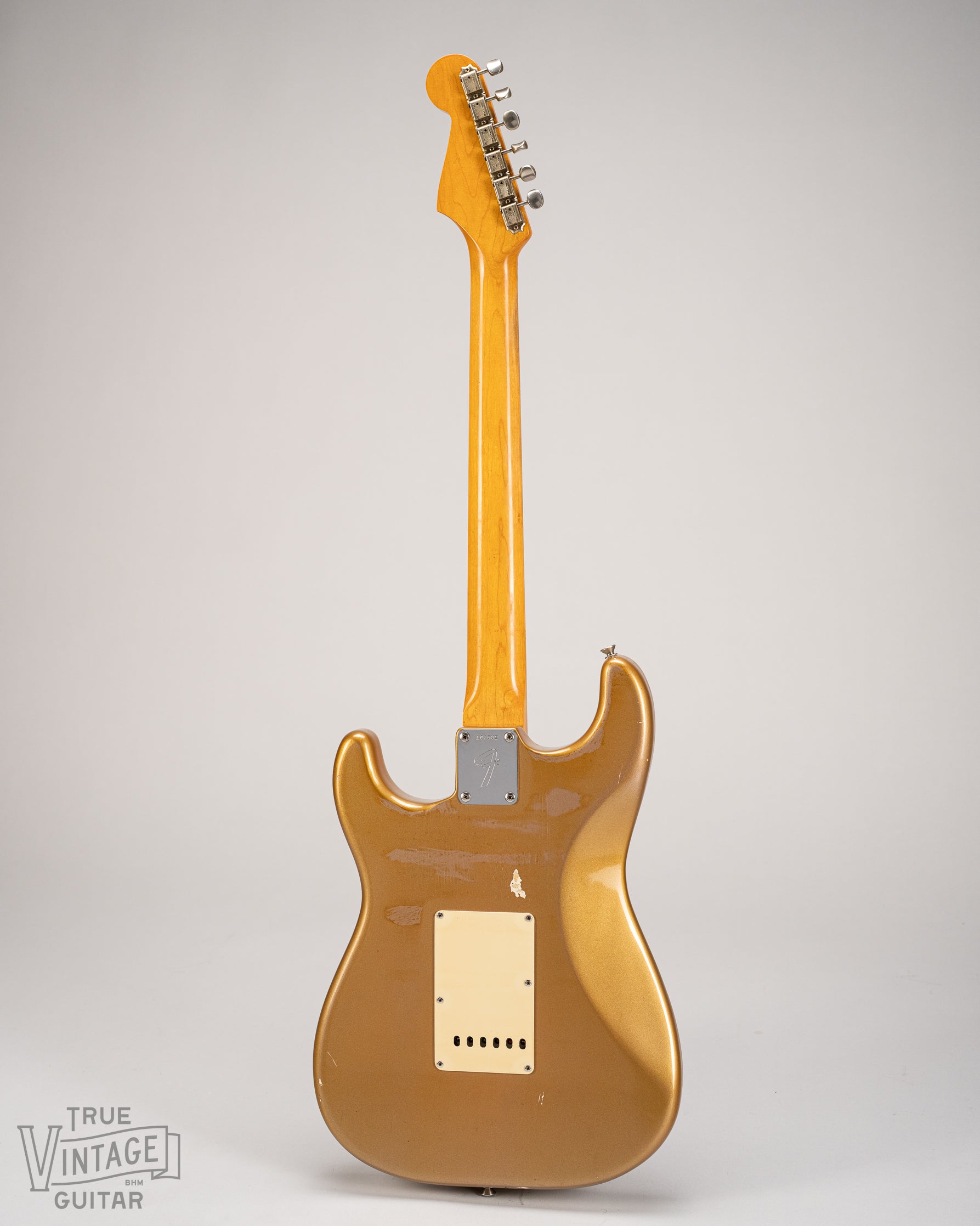 Back of 1965 Fender Stratocaster Firemist gold