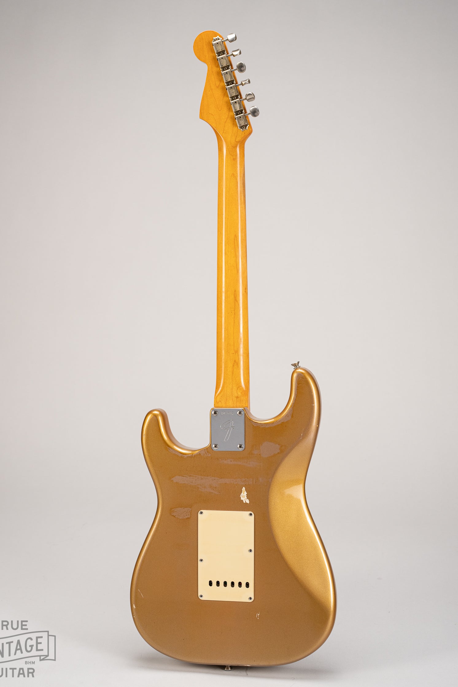 Back of 1965 Fender Stratocaster Firemist gold