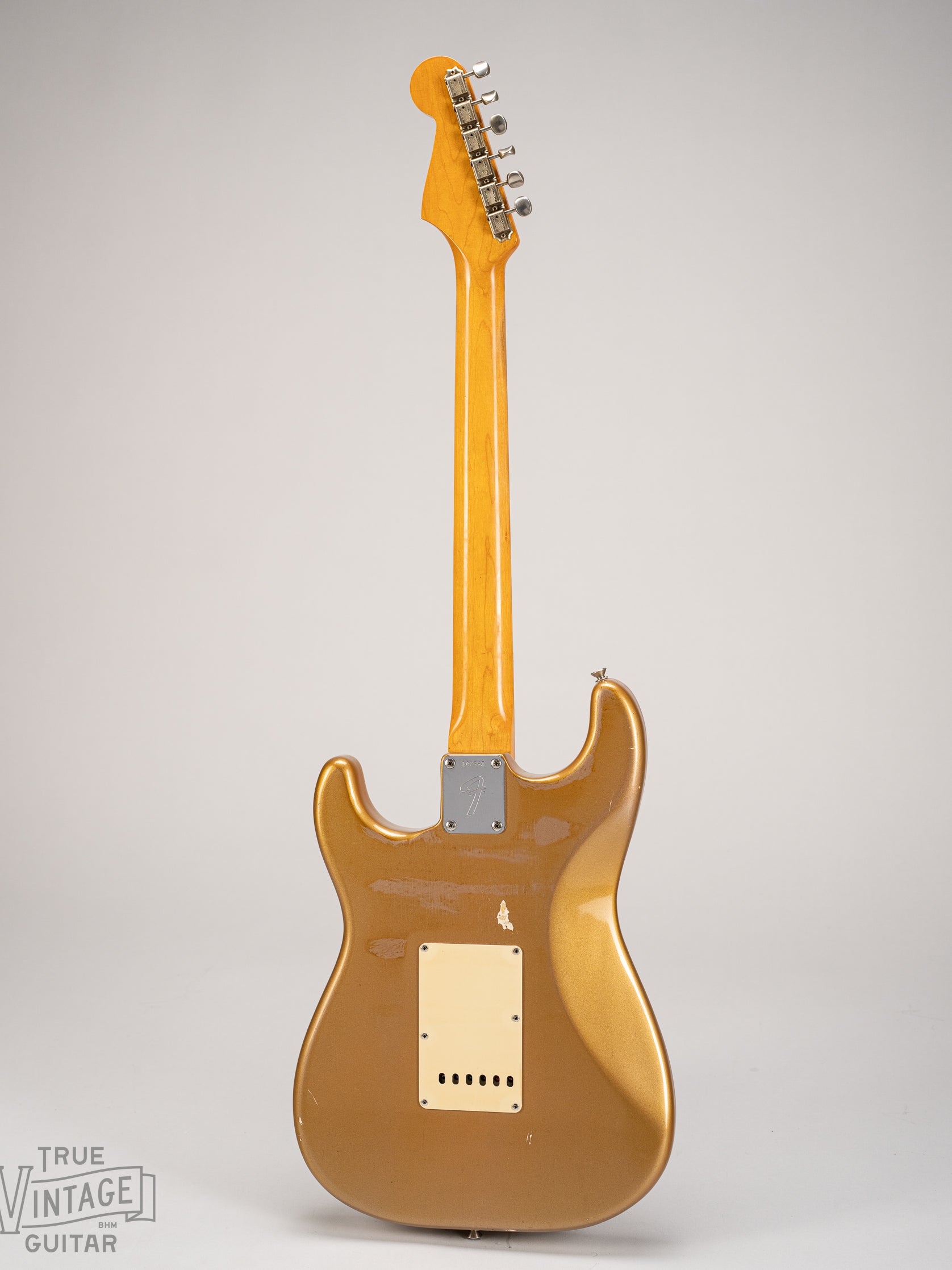Back of 1965 Fender Stratocaster Firemist gold