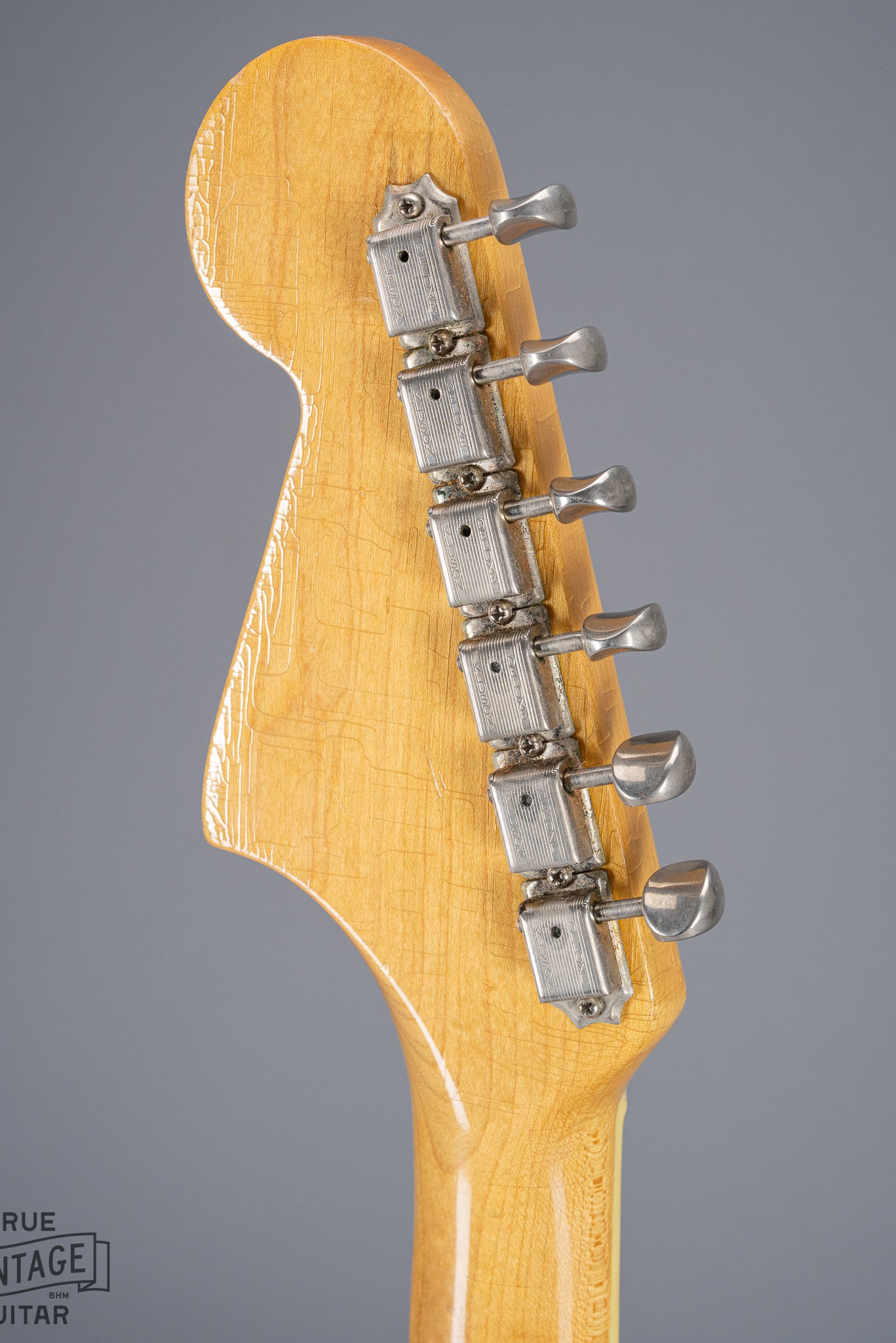 Back of 1965 Fender Jaguar Sunburst Headstock Neck Tuning Machines Binding