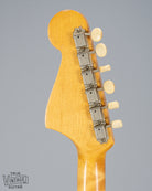 back of 1965 Fender Mustang Red guitar headstock tuning machines tuning buttons