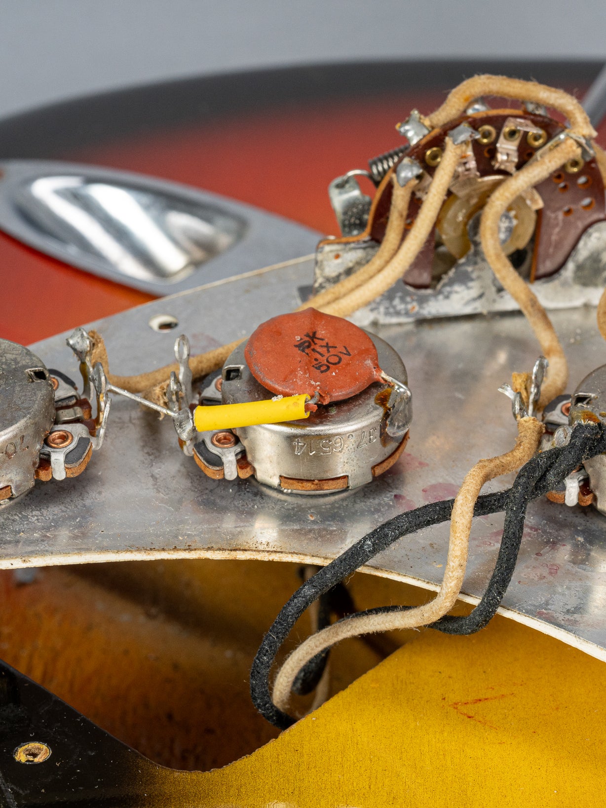 1965 Fender Stratocaster sunburst guitar pot codes and switch