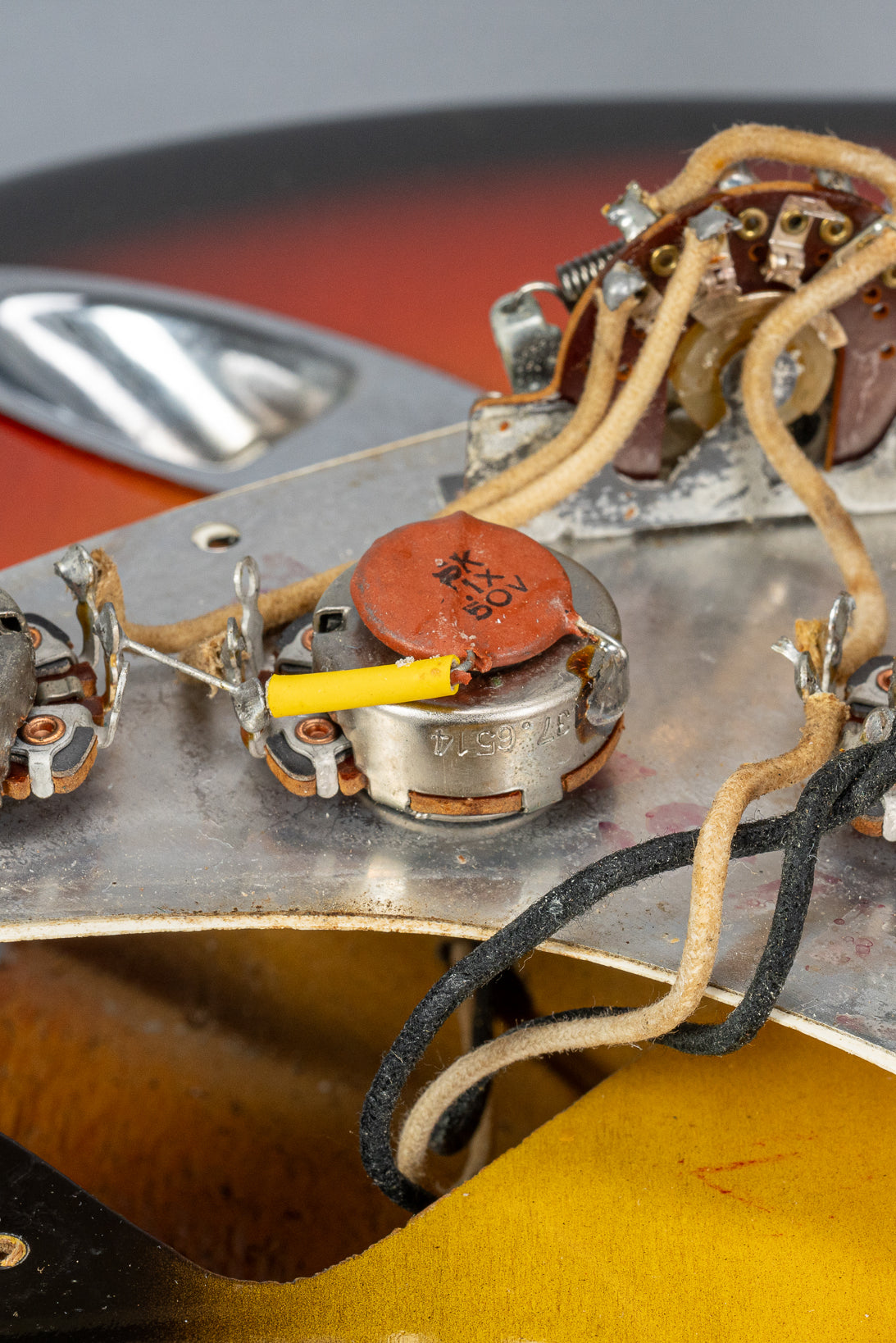 1965 Fender Stratocaster sunburst guitar pot codes and switch