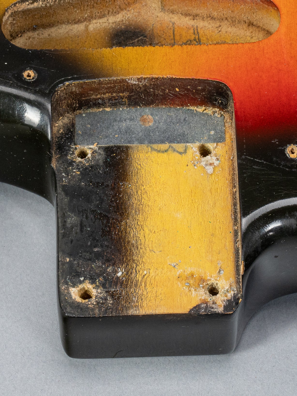 1965 Fender Stratocaster sunburst guitar neck pocket