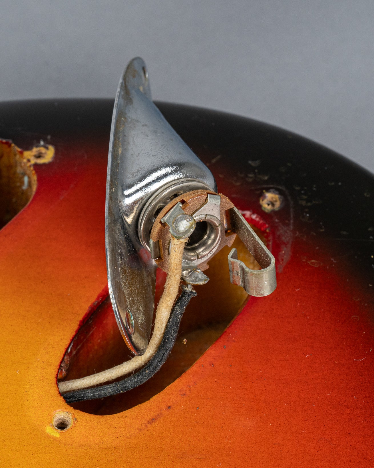 1965 Fender Stratocaster sunburst guitar jack plate