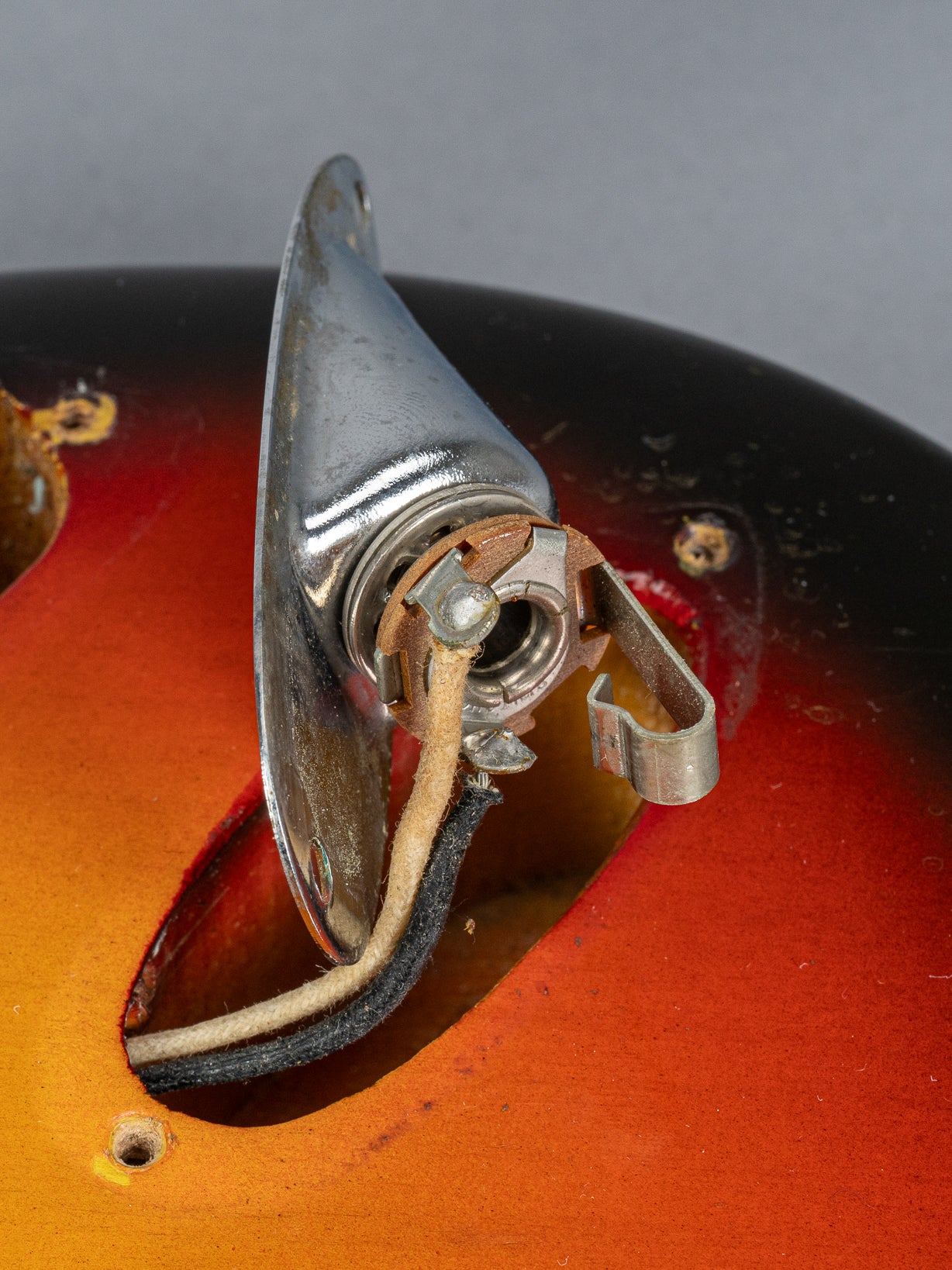 1965 Fender Stratocaster sunburst guitar jack plate