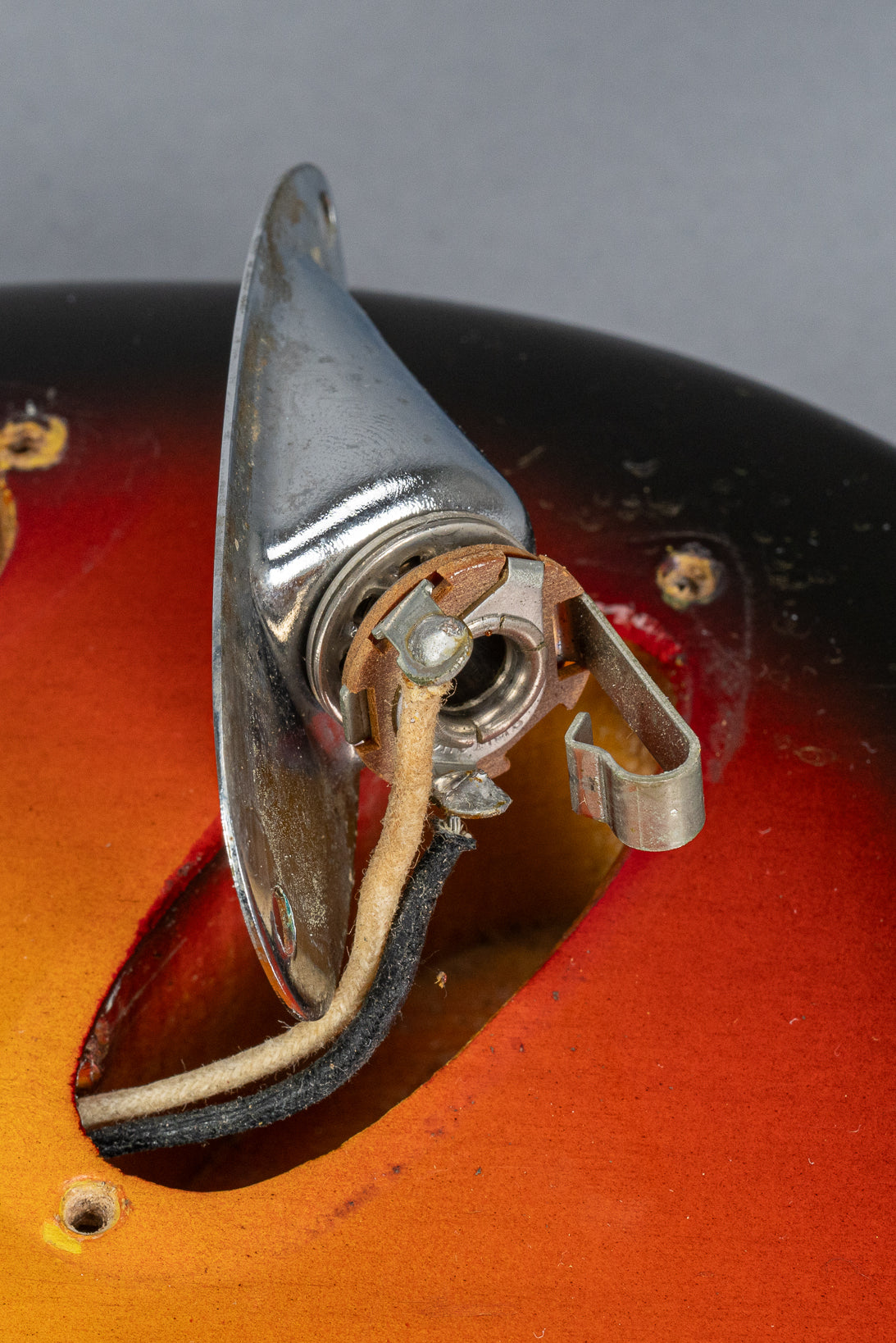 1965 Fender Stratocaster sunburst guitar jack plate