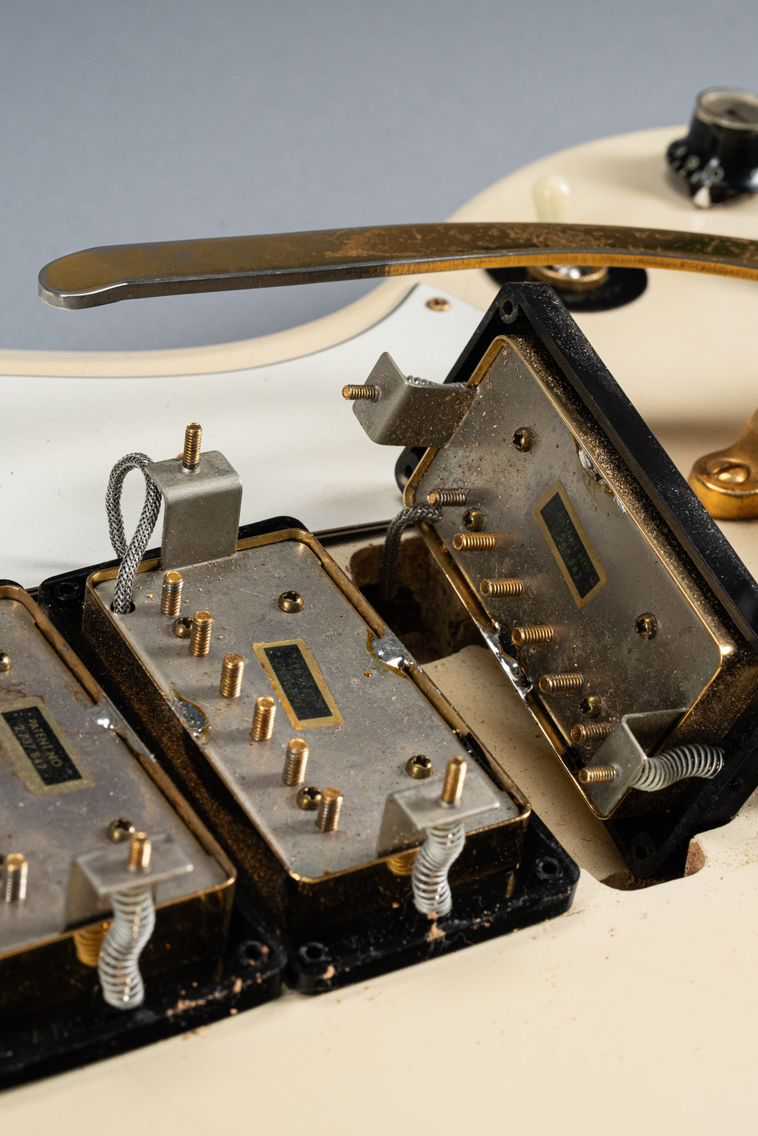 1965 Gibson SG Custom white guitar three humbucker pickups