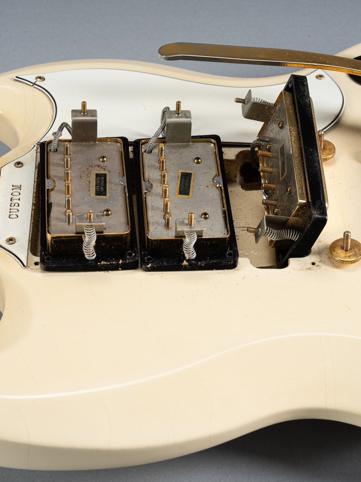 1965 Gibson SG Custom white guitar three humbucker pickups