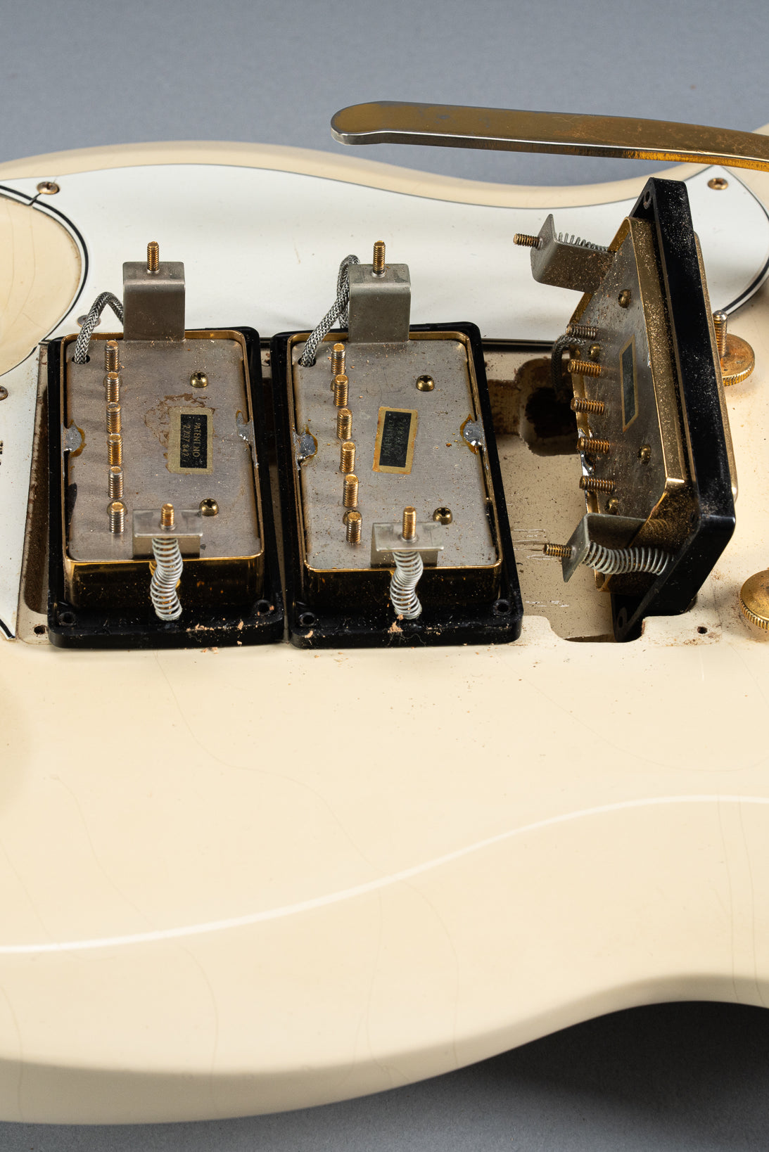 1965 Gibson SG Custom white guitar three humbucker pickups