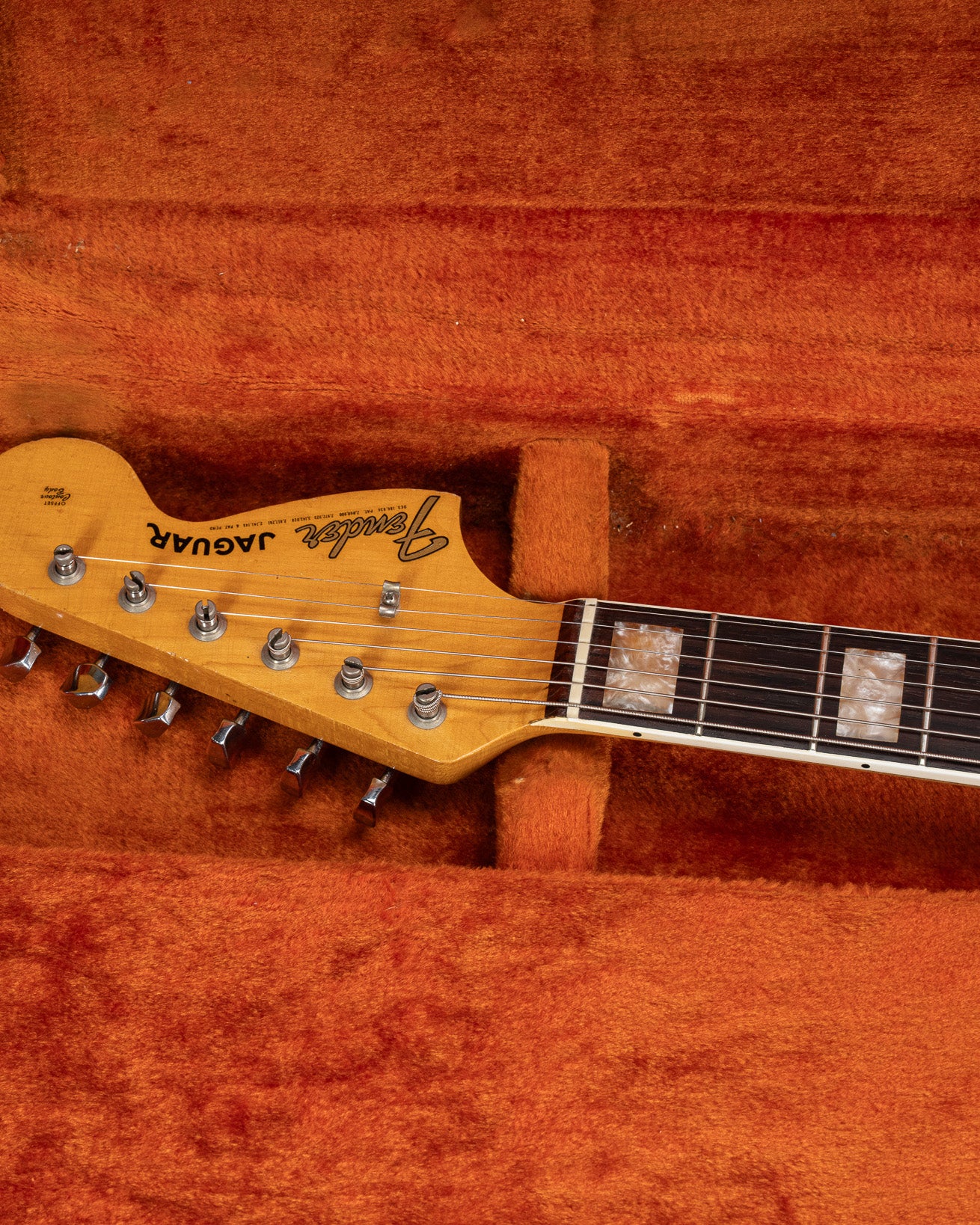 1966 Fender Jaguar Sunburst neck and headstock in original case
