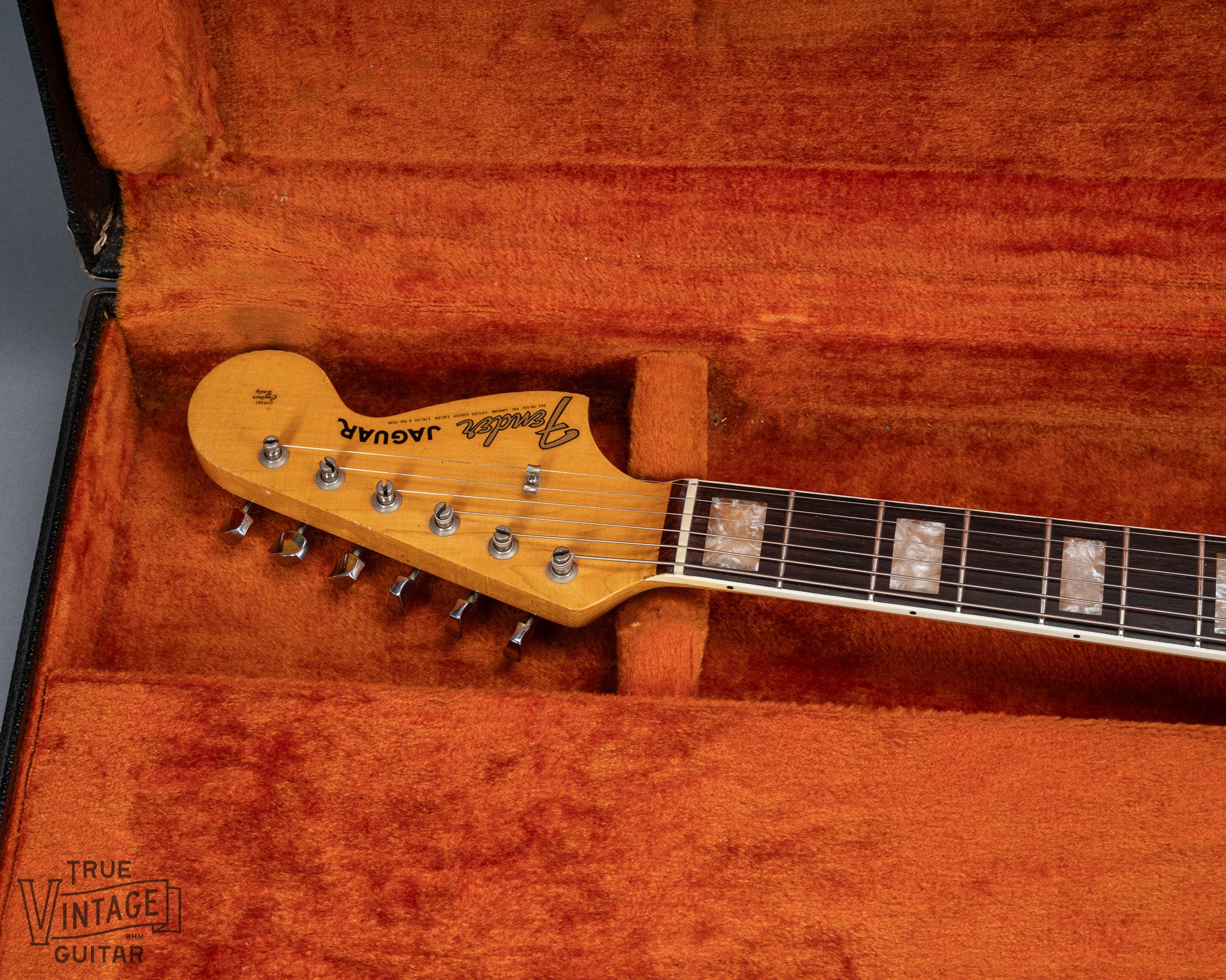 1966 Fender Jaguar Sunburst neck and headstock in original case