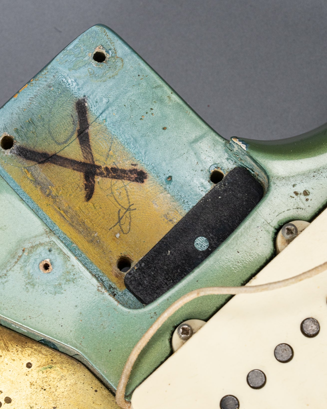 1966 Fender Jazzmaster Blue Ice Metallic Custom Color Guitar interior neck pocket