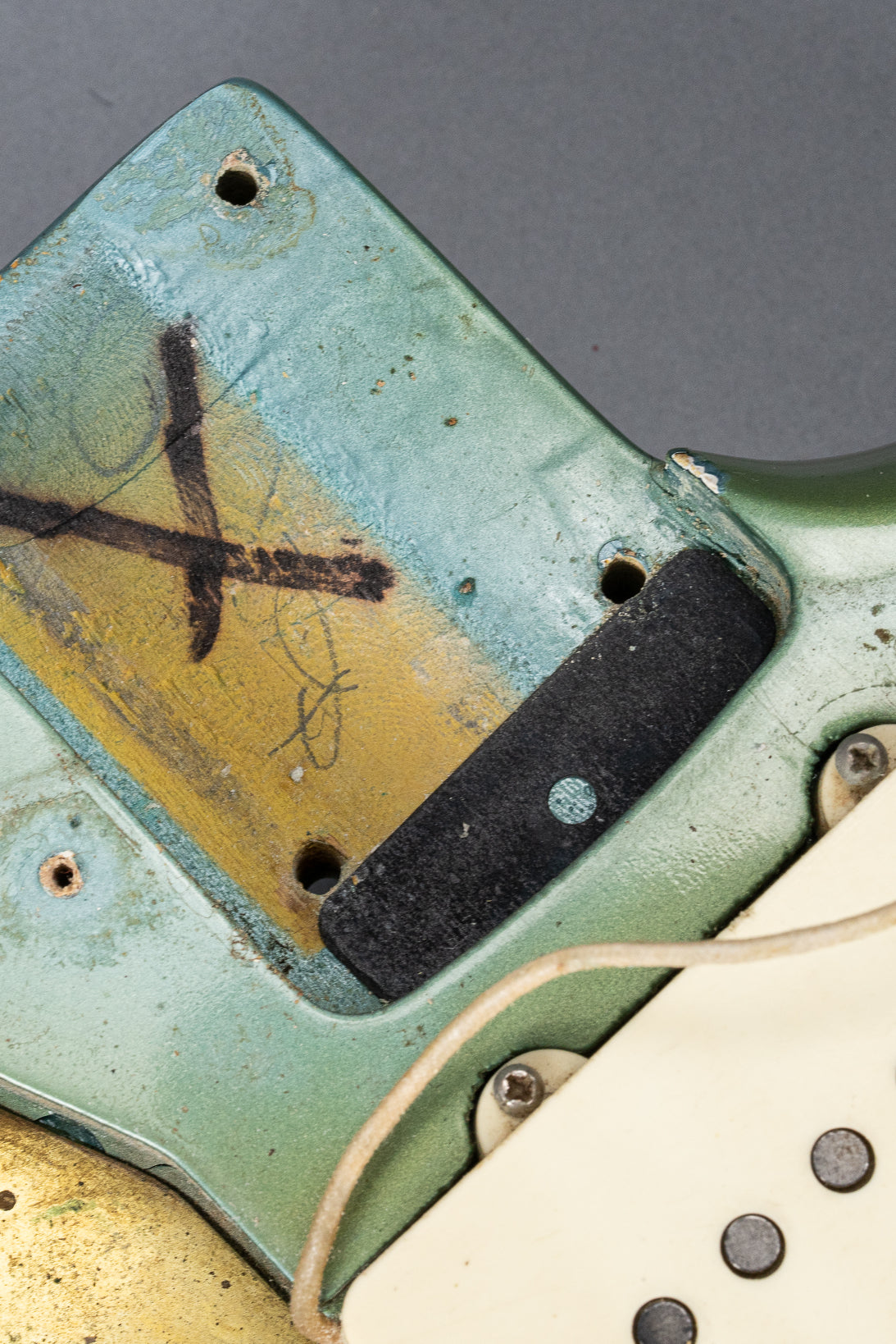 1966 Fender Jazzmaster Blue Ice Metallic Custom Color Guitar interior neck pocket