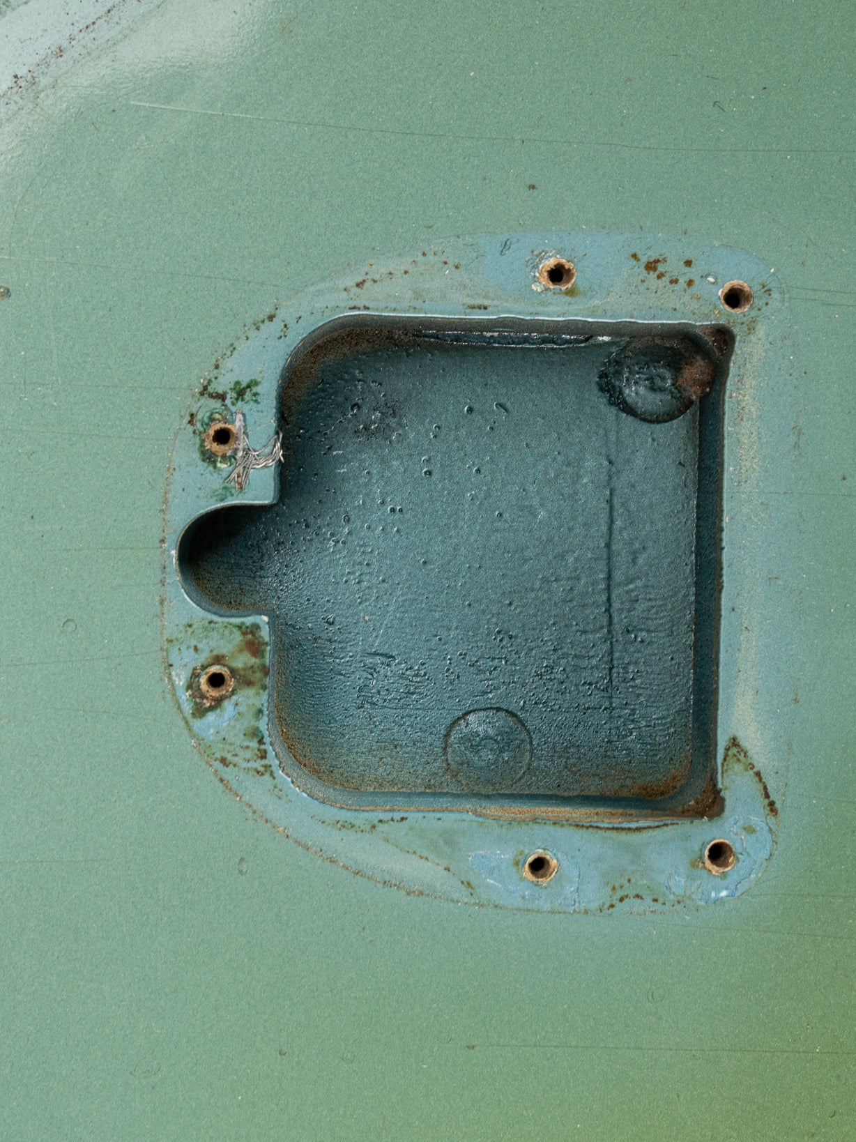 1966 Fender Jazzmaster Blue Ice Metallic Custom Color Guitar tremolo cavity screw holes