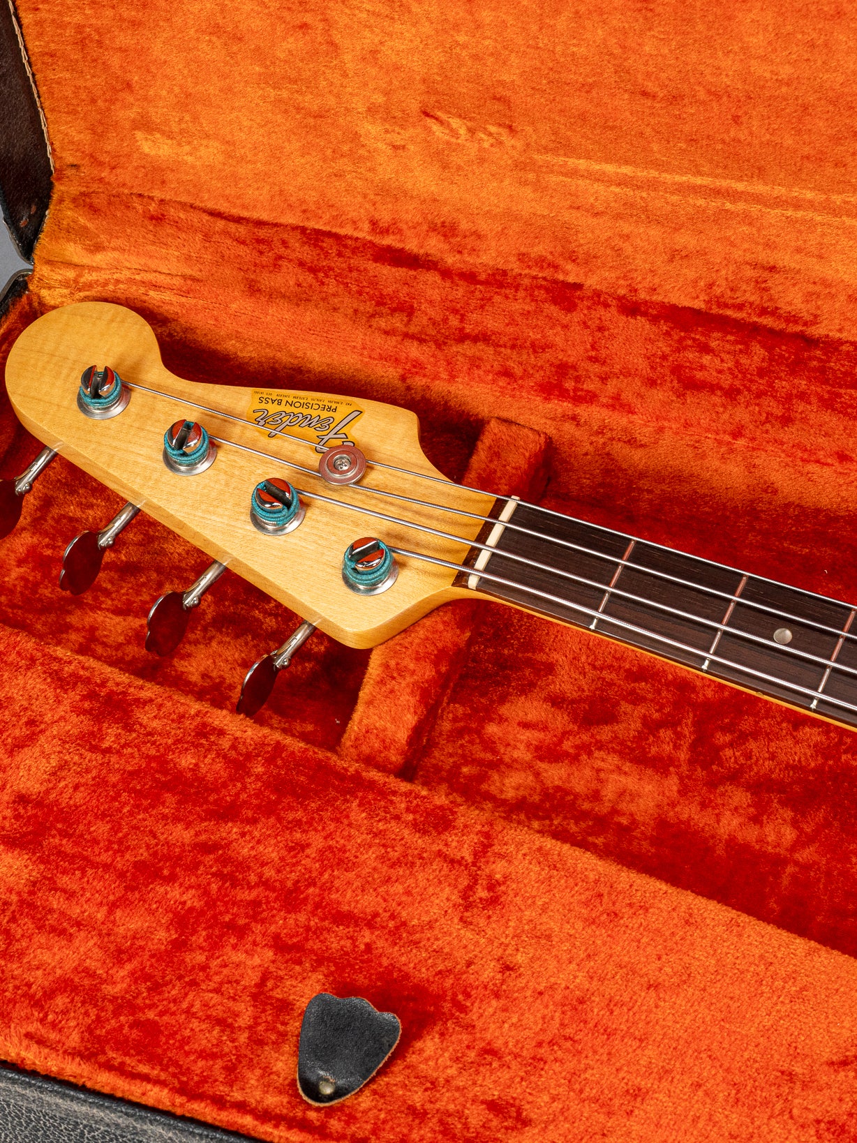 1966 Fender Precision Bass Blond bass guitar headstock in original case