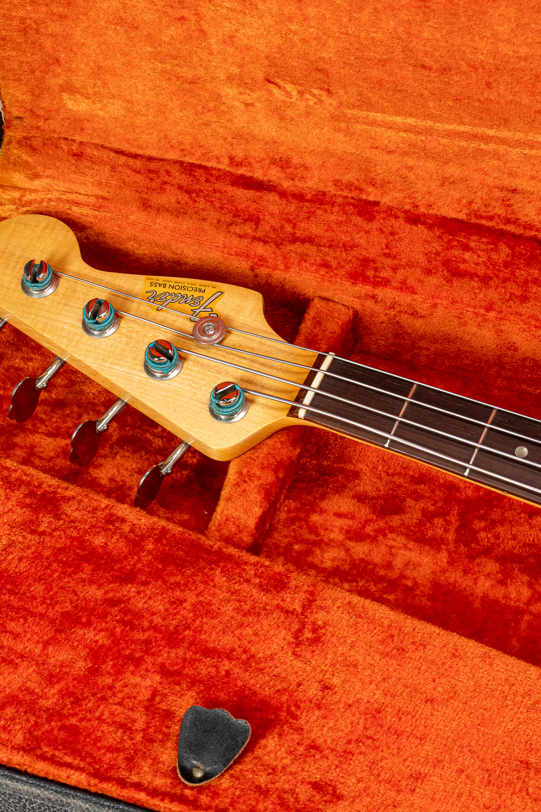 1966 Fender Precision Bass Blond bass guitar headstock in original case