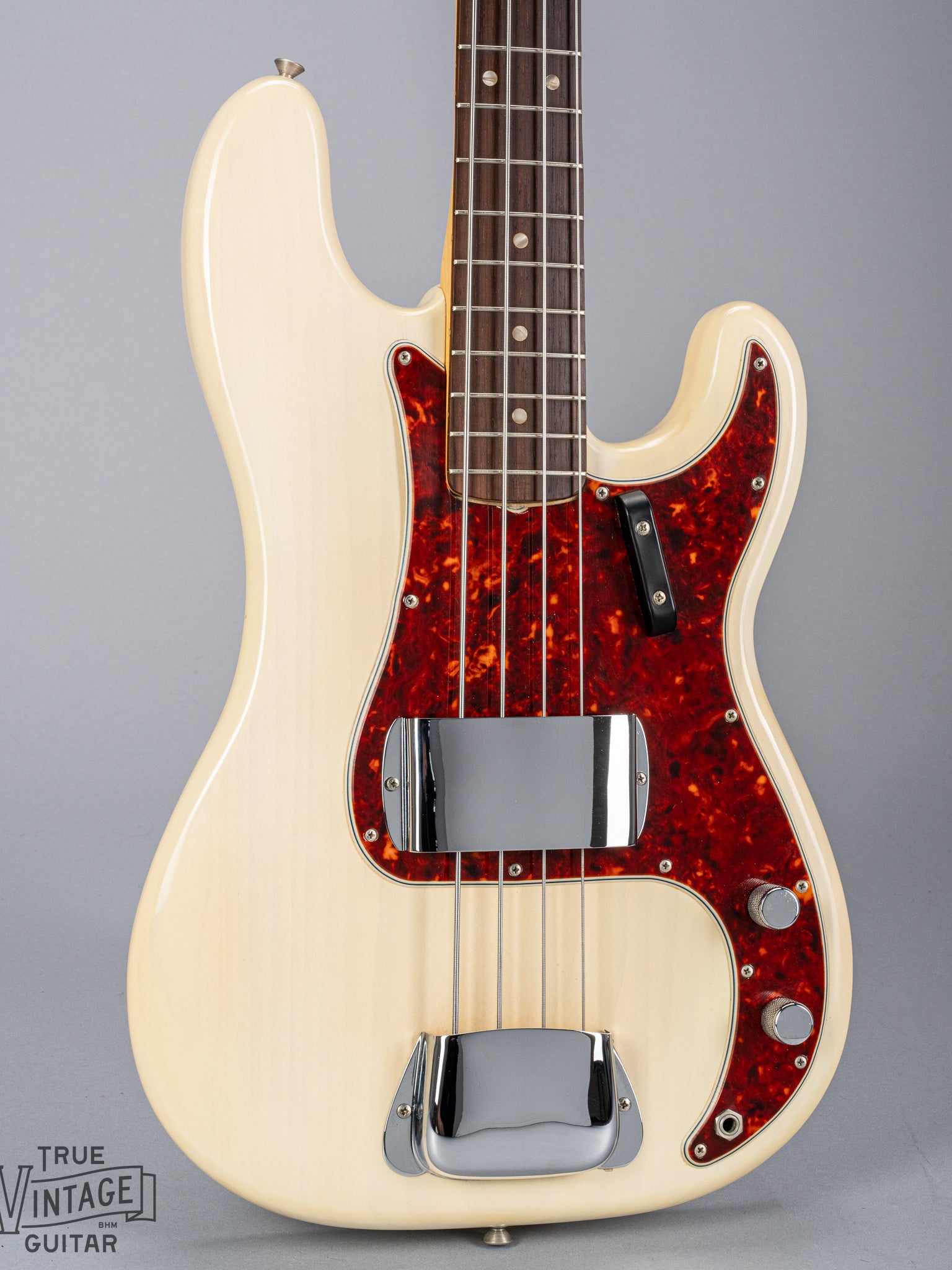 Front of 1966 Fender Precision Bass Blond bass guitar body Tortoise Shell