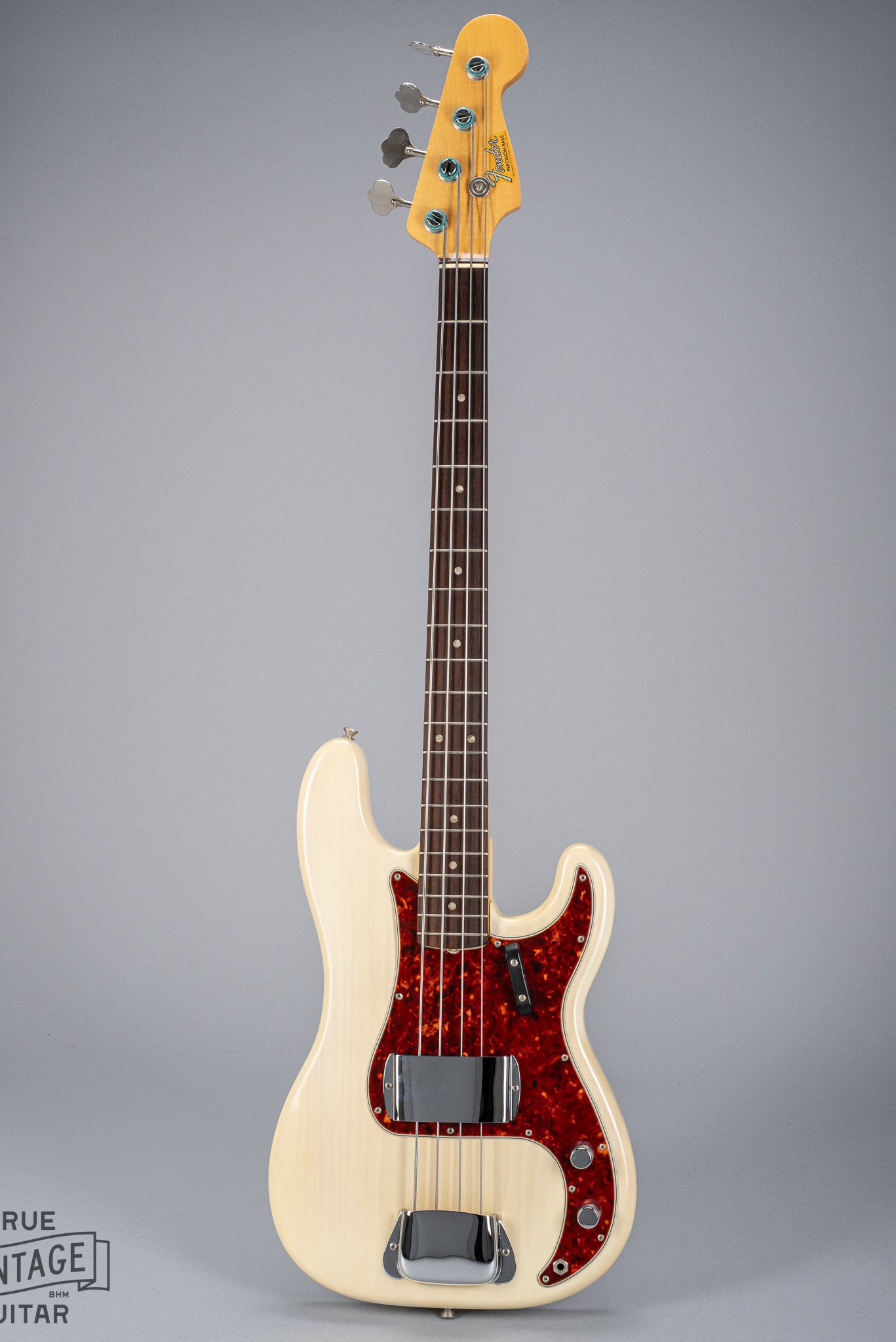 front of 1966 Fender Precision Bass Blond bass guitar body neck and headstock