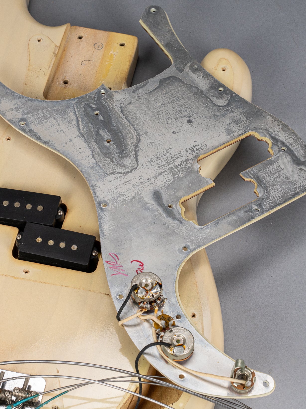 1966 Fender Precision Bass Blond pickguard wiring pots electronics