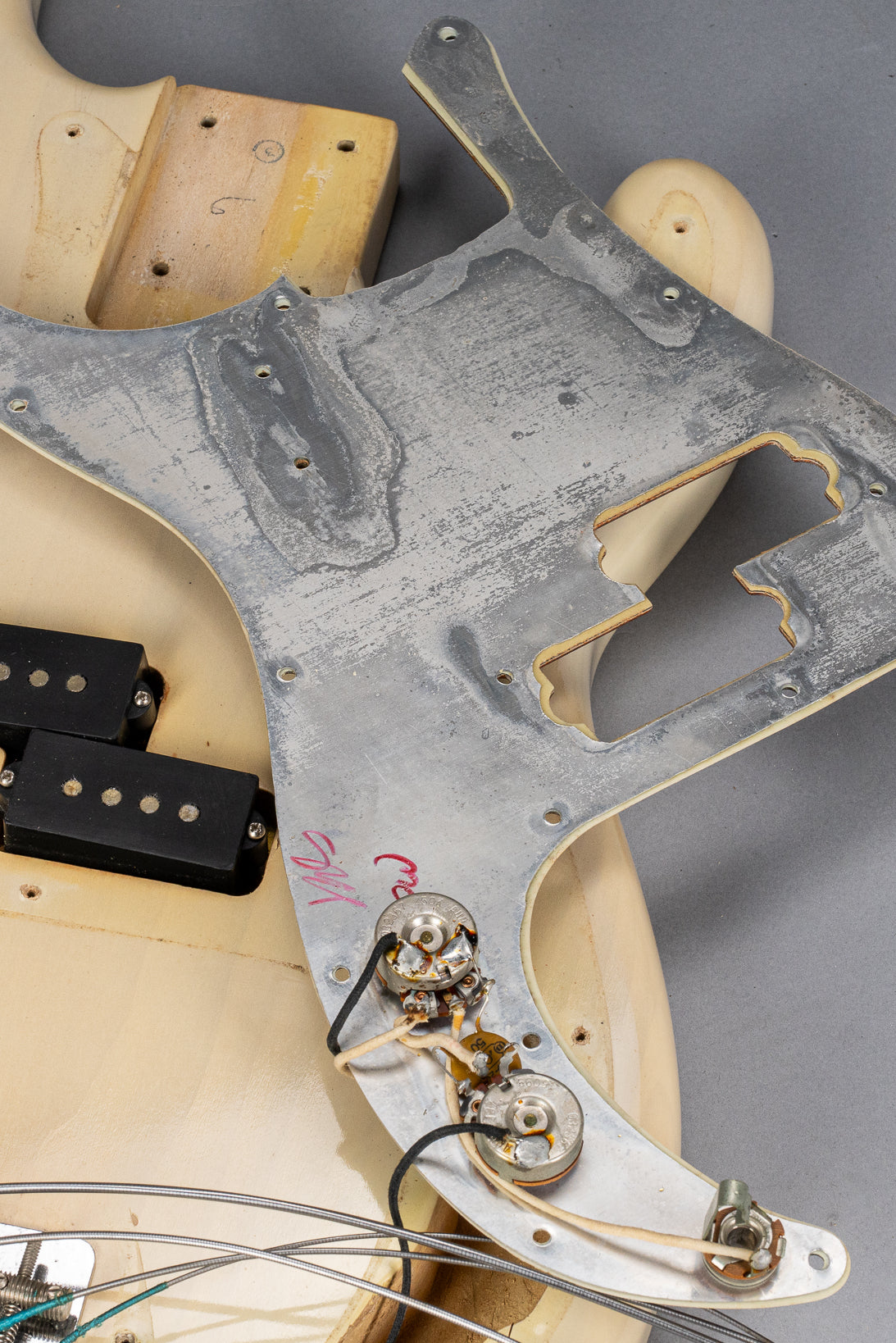 1966 Fender Precision Bass Blond pickguard wiring pots electronics