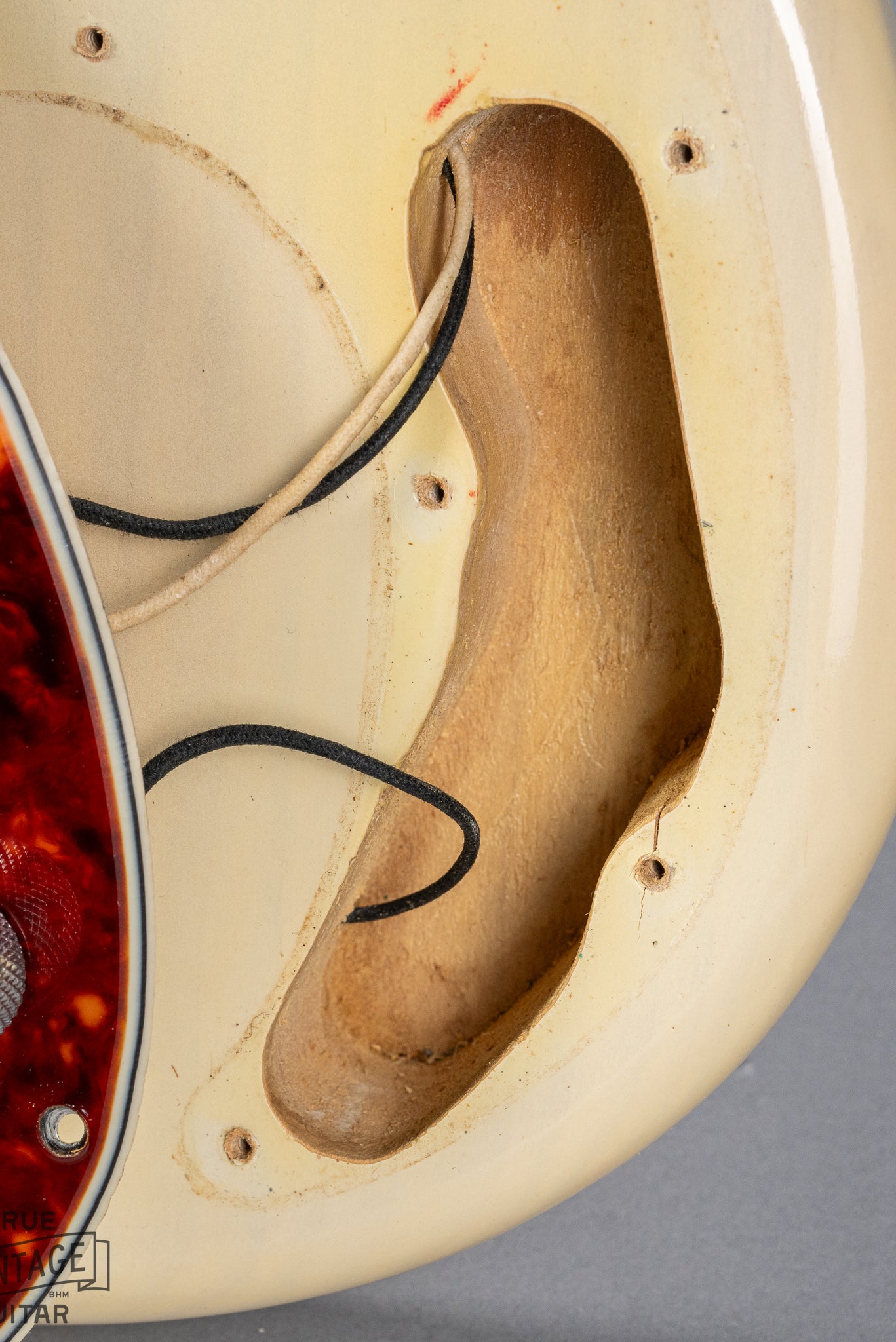 1966 Fender Precision Bass Blond bass guitar control cavity