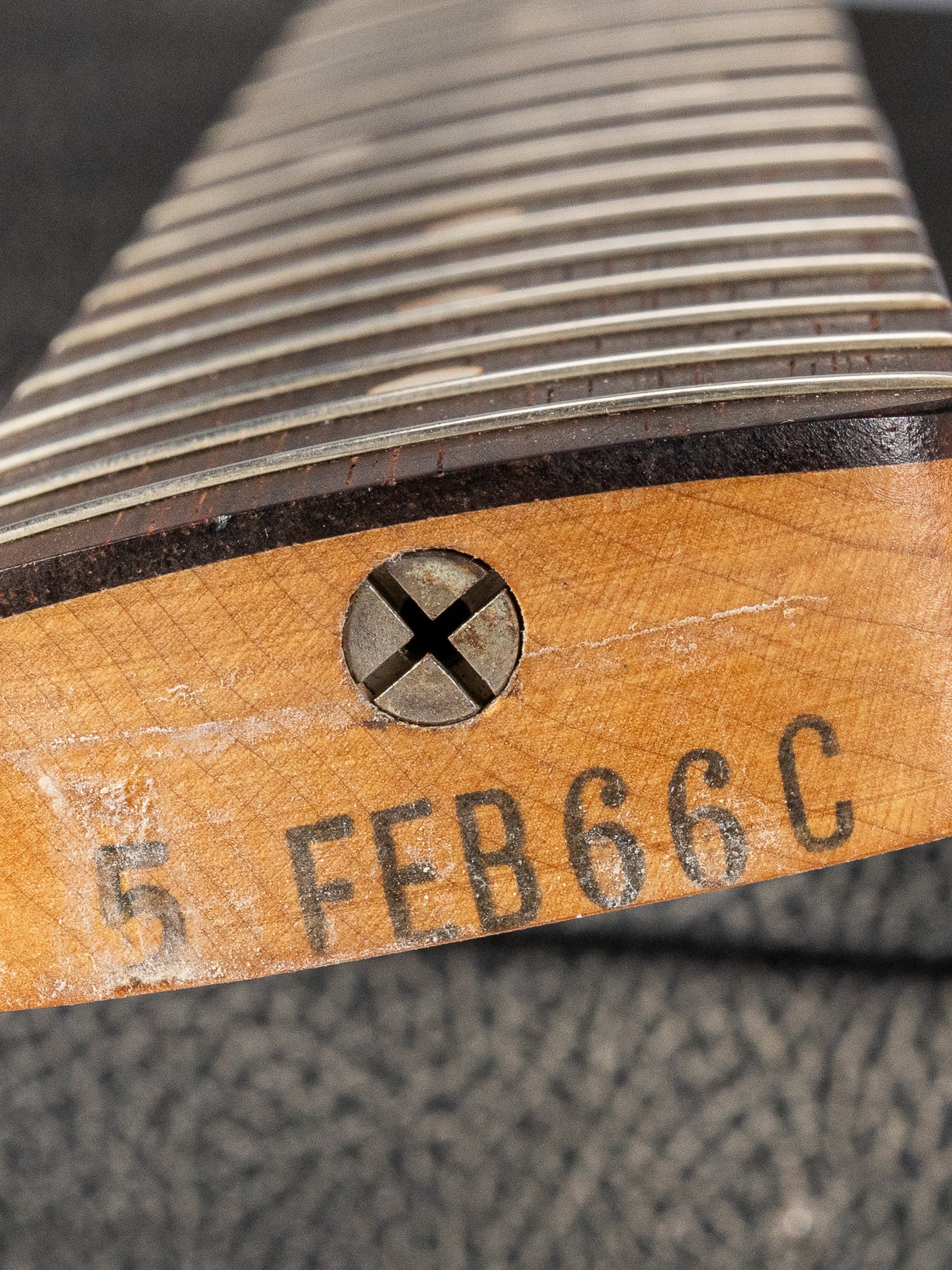 1966 Fender Precision Bass Blond bass guitar neck heel date