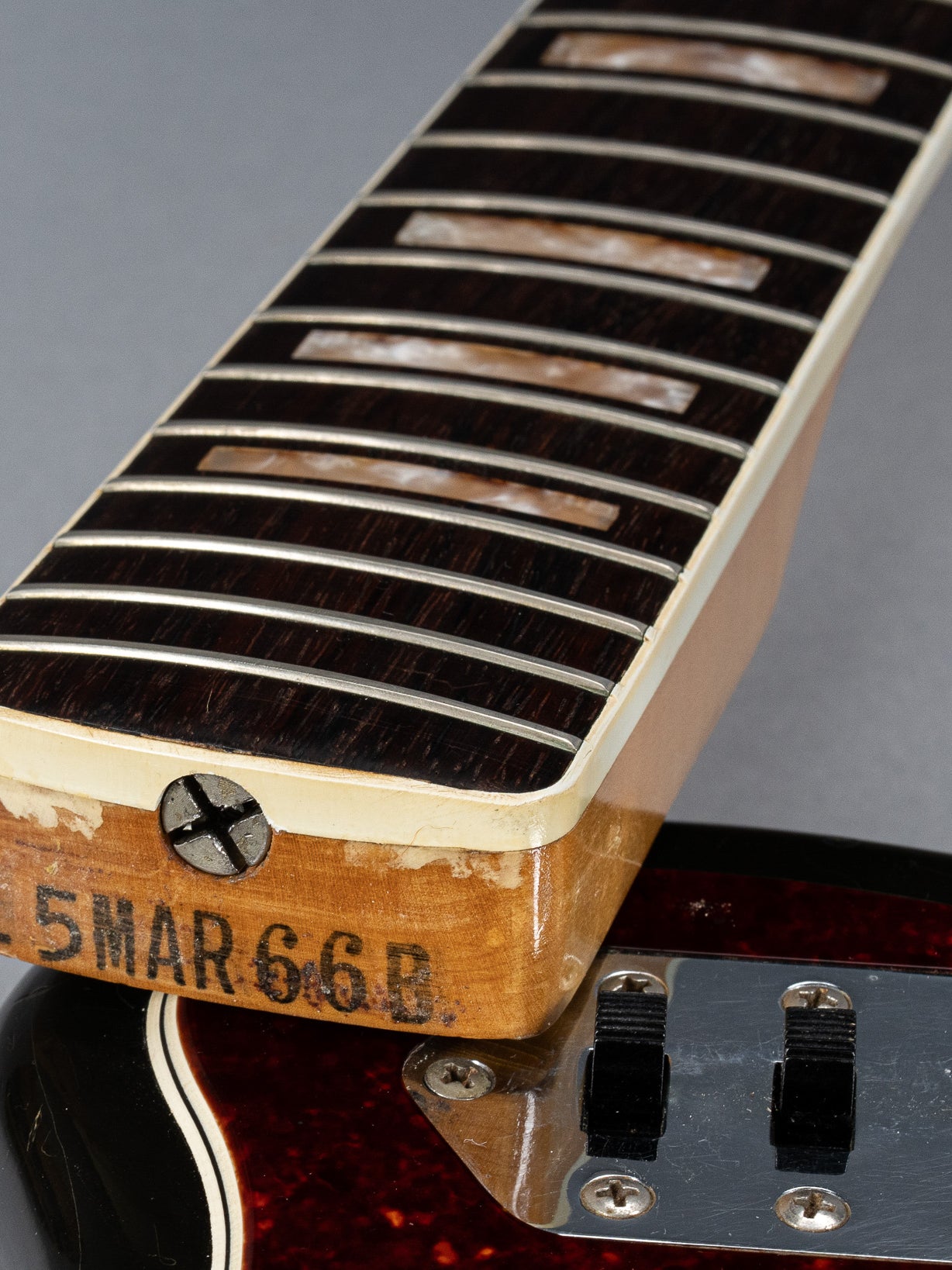 1966 Fender Jaguar Sunburst Neck Heel Date