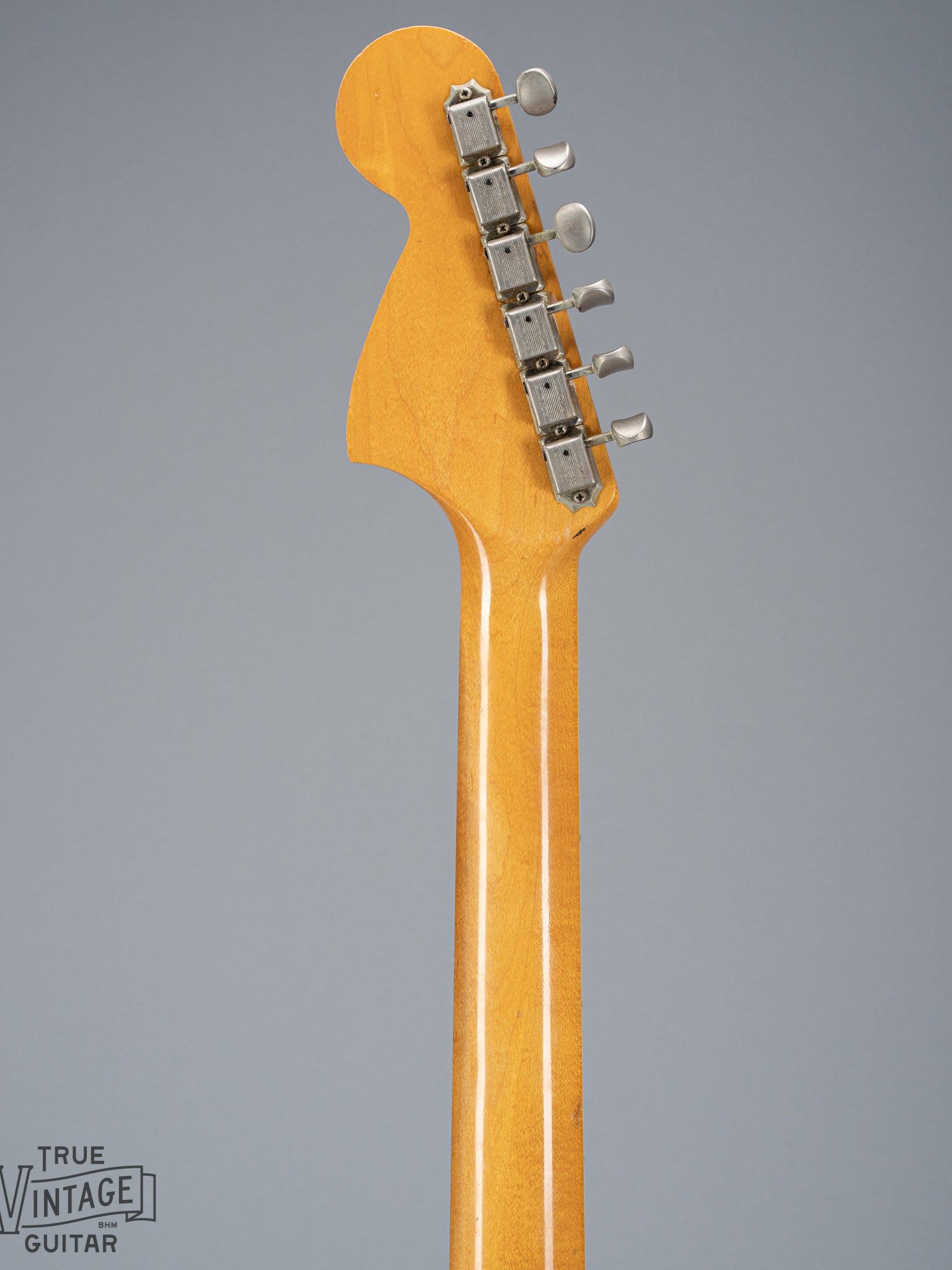 back of 1966 Fender Jazzmaster Blue Ice Metallic Custom Color Guitar neck and matching headstock