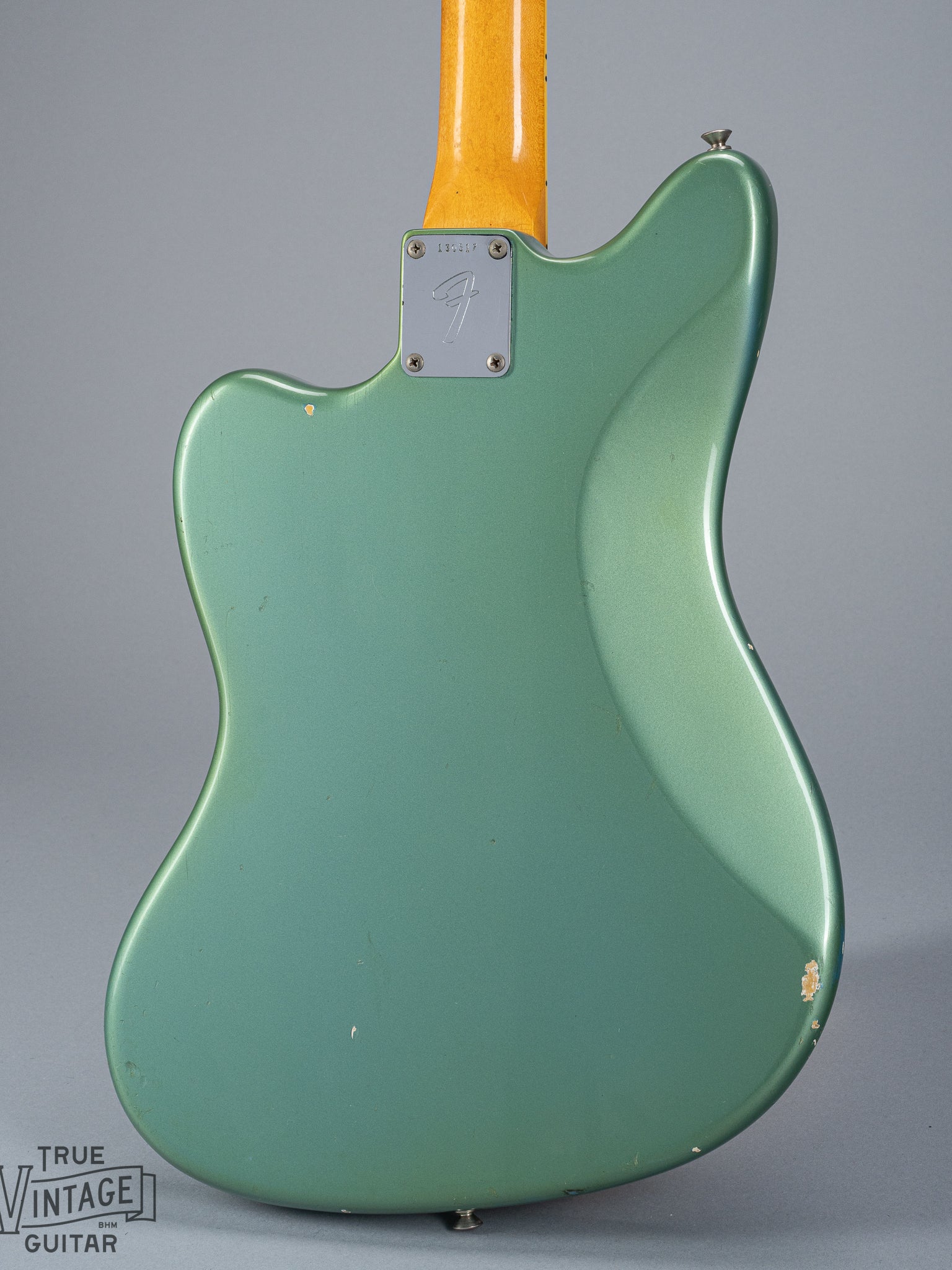 back of 1966 Fender Jazzmaster Blue Ice Metallic Custom Color Guitar