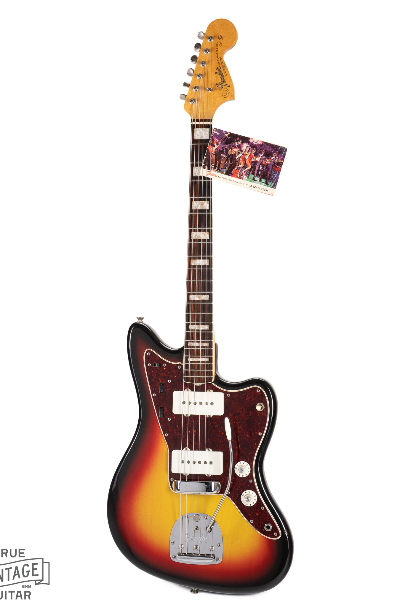 Front of 1967 Fender Jazzmaster Sunburst and Hangtag