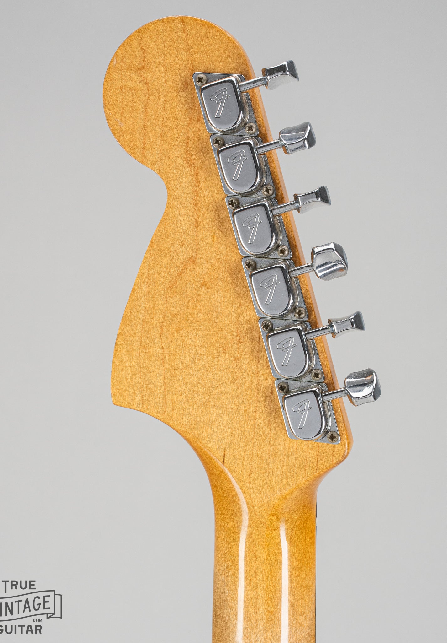 1967 fender Stratocaster Sunburst guitar back of the headstock and tuners