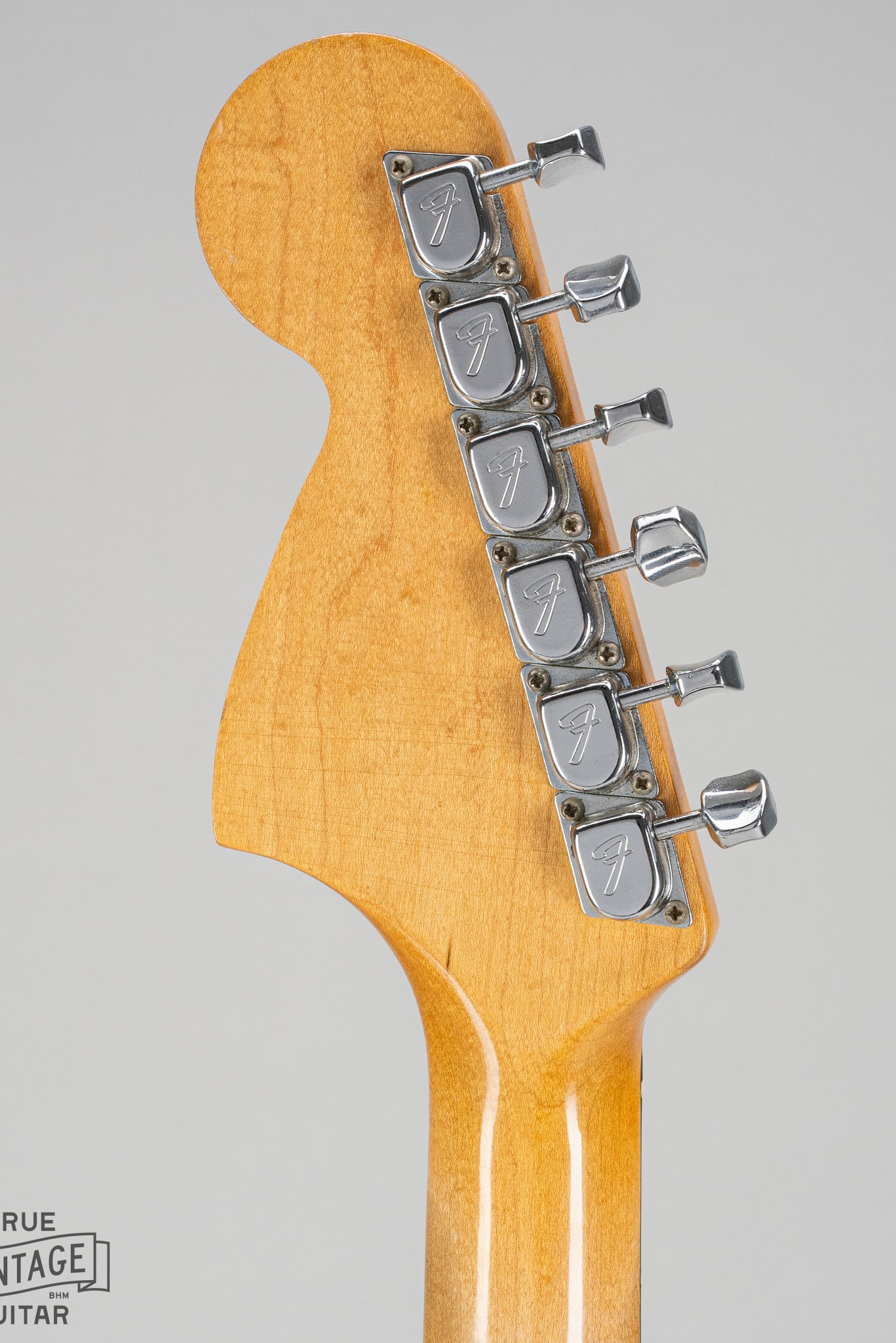 1967 fender Stratocaster Sunburst guitar back of the headstock and tuners