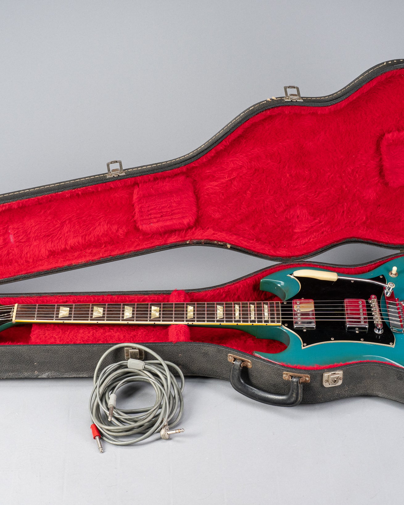 Full 1971 Gibson SG Standard Custom Blue in original red lined case.
