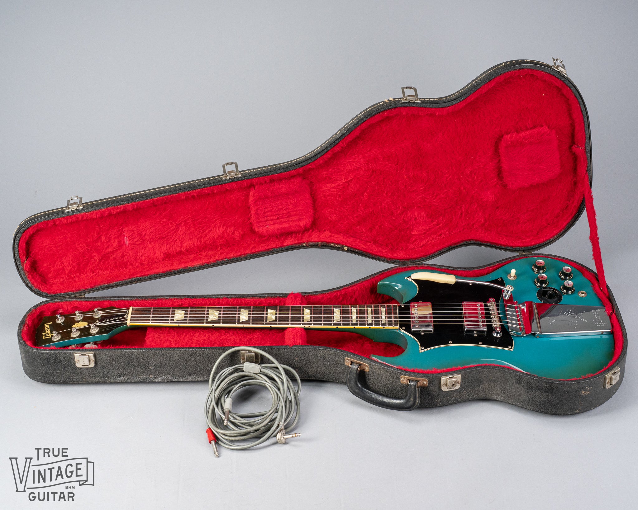 Full 1971 Gibson SG Standard Custom Blue in original red lined case.
