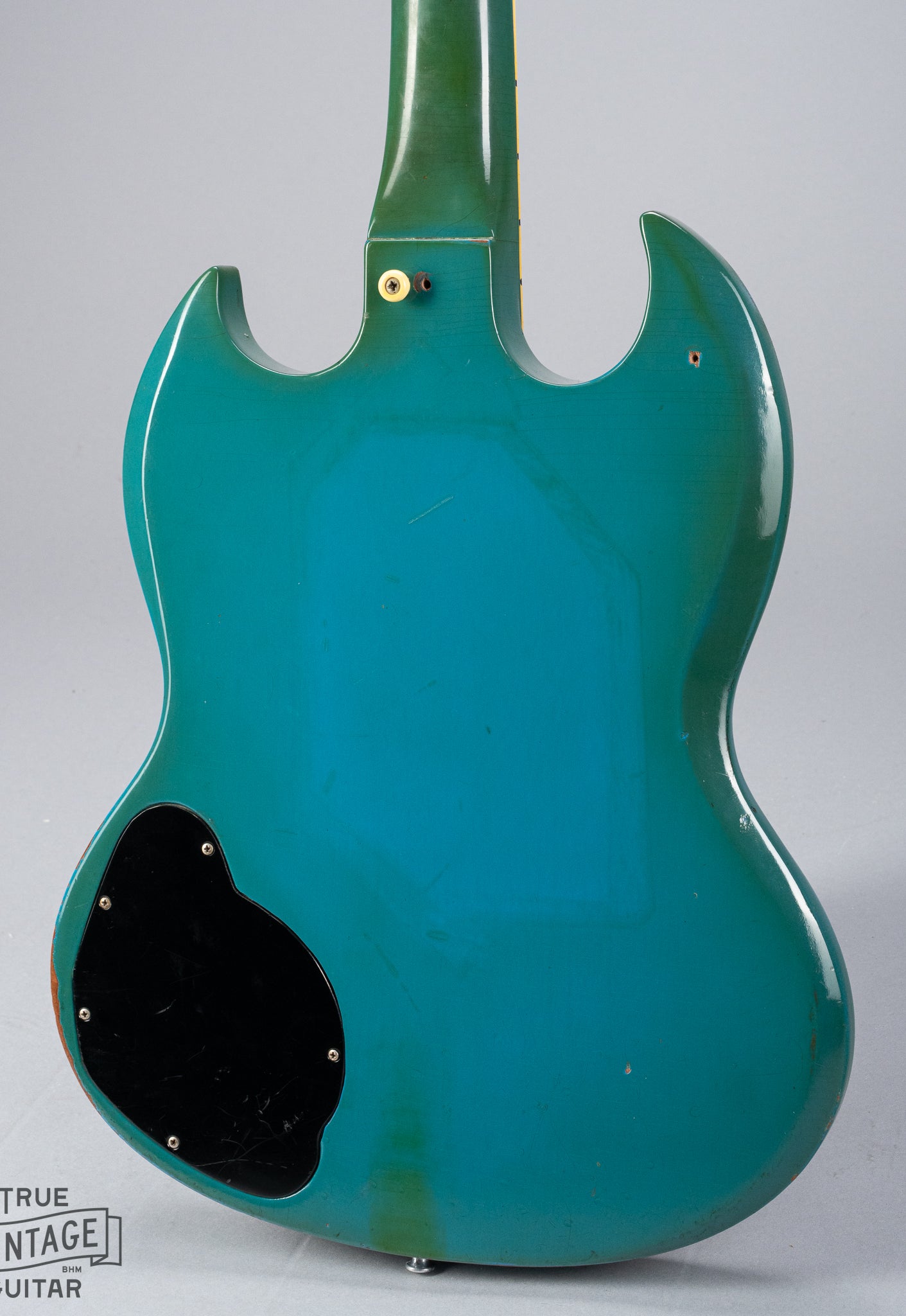 Vintage 1971 Gibson SG Standard body in custom color blue turquoise finish with stereo varitone switch