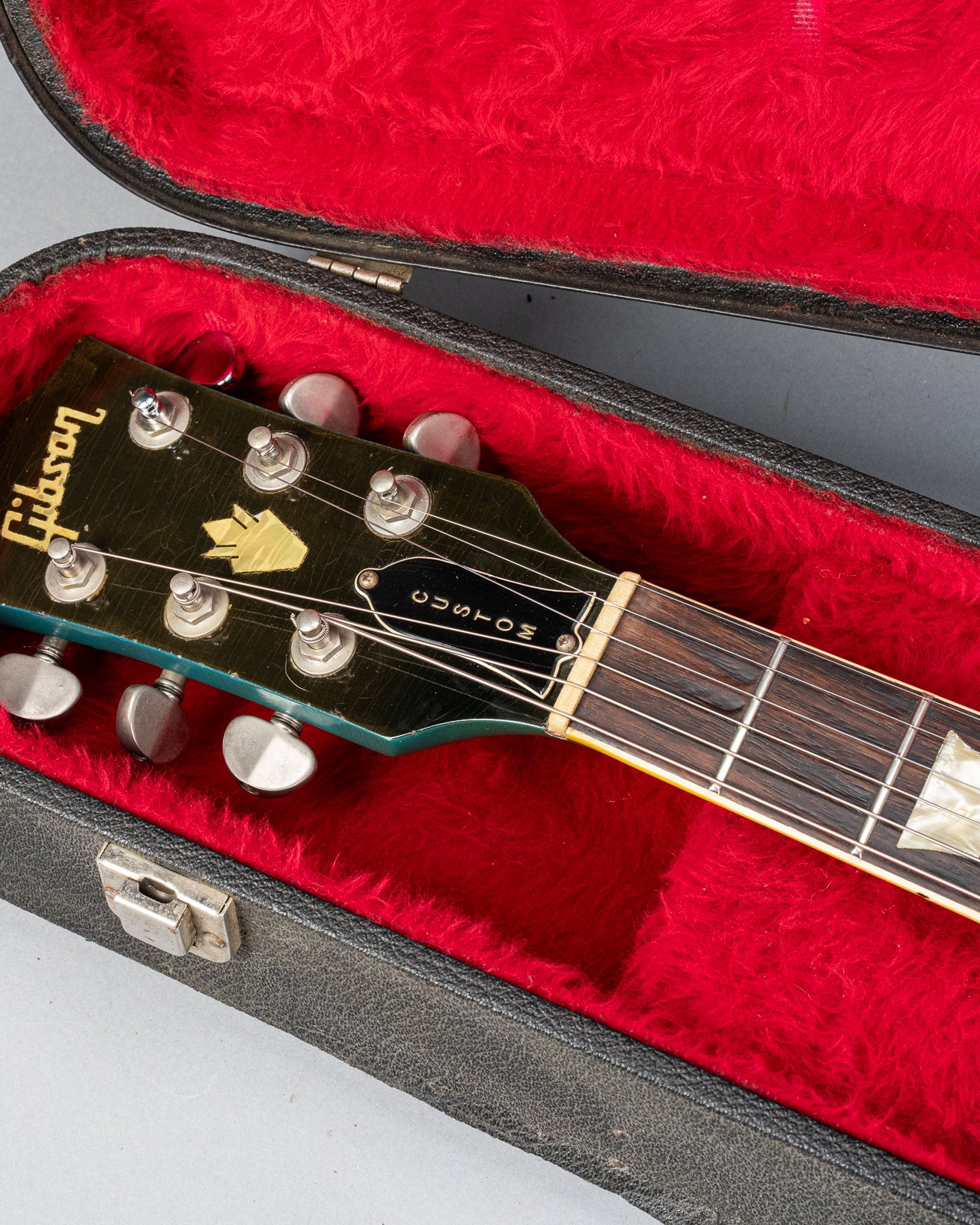 1971 Gibson SG Standard Custom Blue headstock in original red lined case.