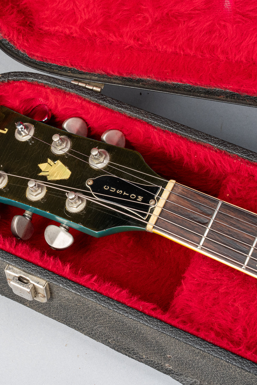 1971 Gibson SG Standard Custom Blue headstock in original red lined case.