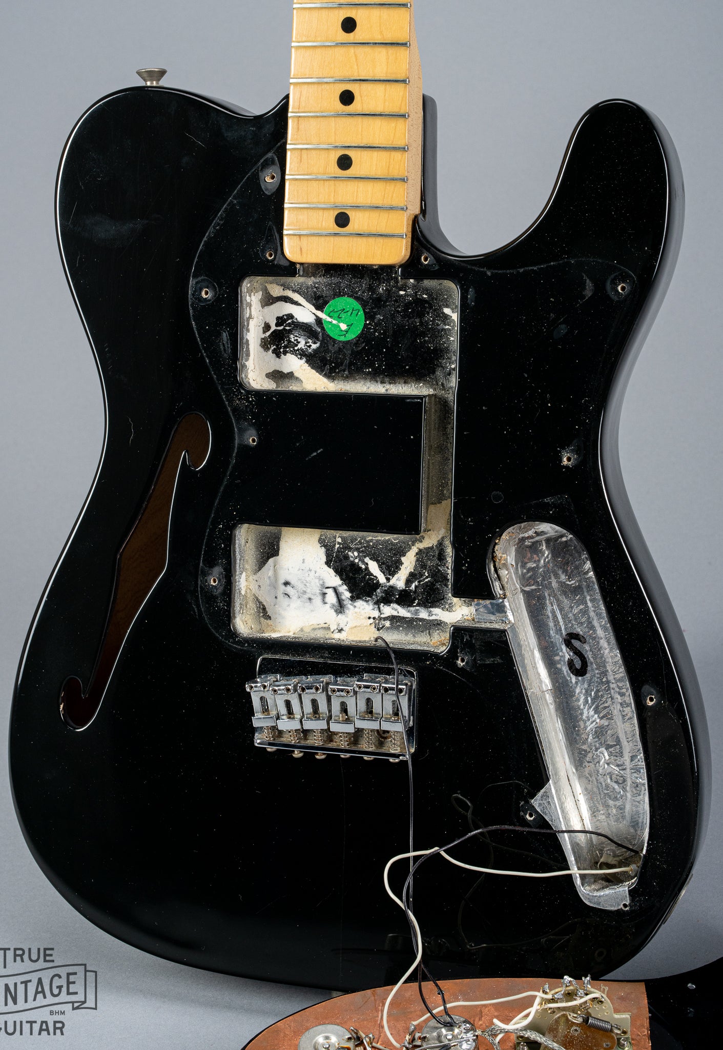 1978 Fender Telecaster Thinline Black guitar body semi hollow interior cavities